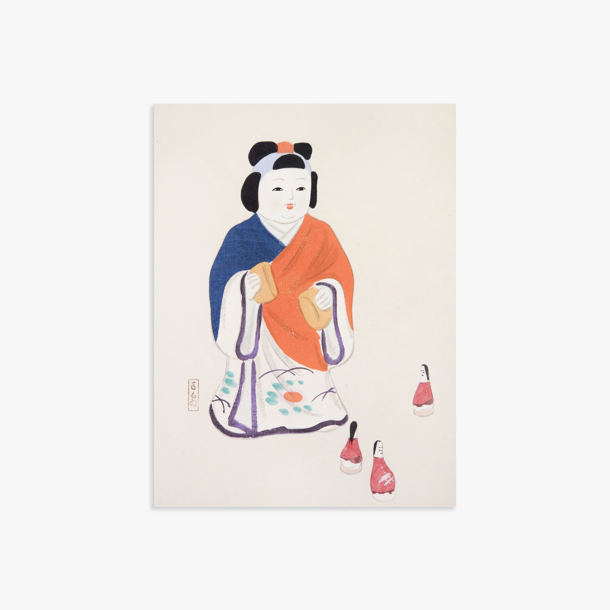Kawasaki Kyosen: Kyosen’s Collected Illustrations of Japanese Toys Nr. 63 ("Serene Heritage Doll"), 30x40cm Art Reproduction Unframed