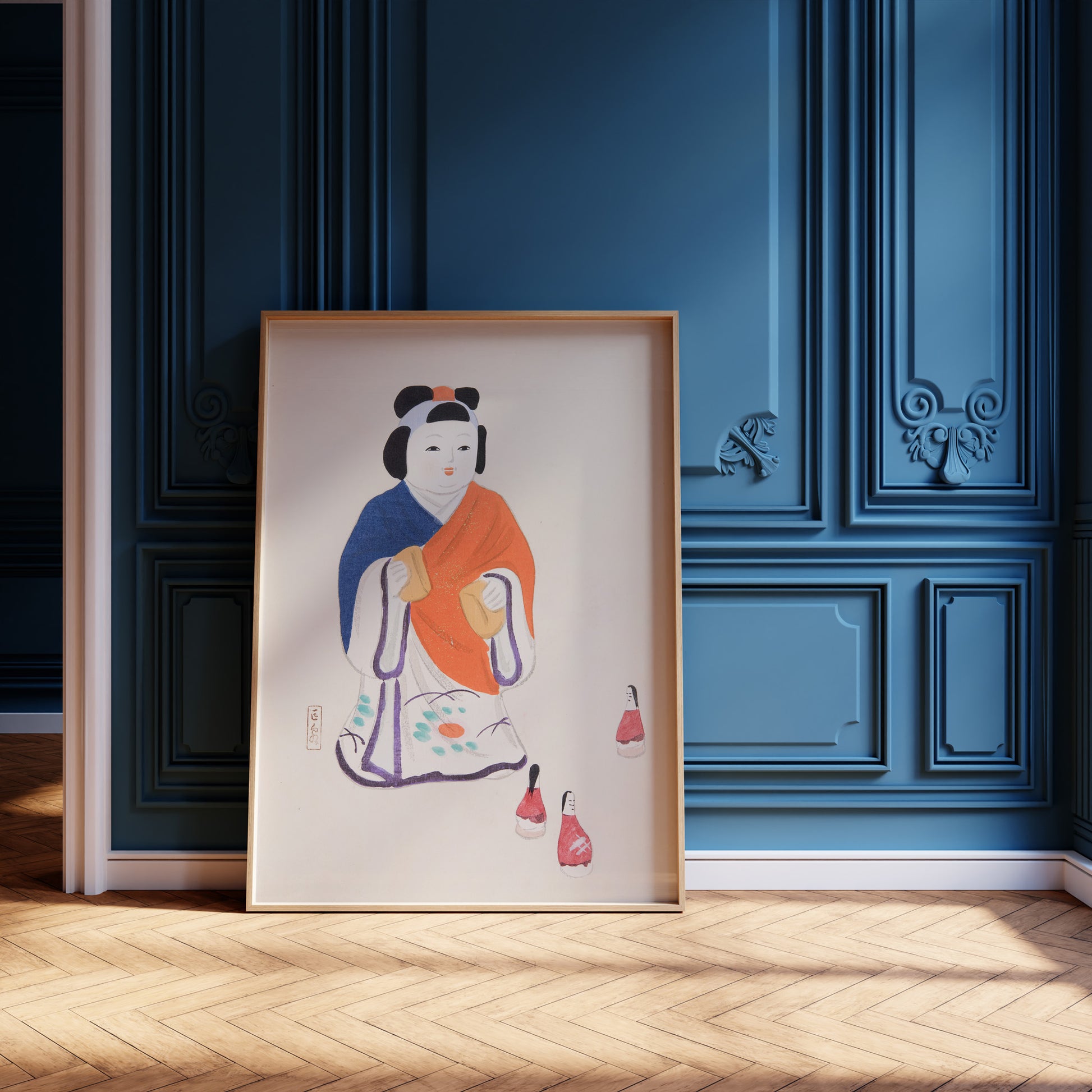 Design Concept No. 12 for Kawasaki Kyosen: Kyosen’s Collected Illustrations of Japanese Toys Nr. 63 ("Serene Heritage Doll") Japanese Wall Art
