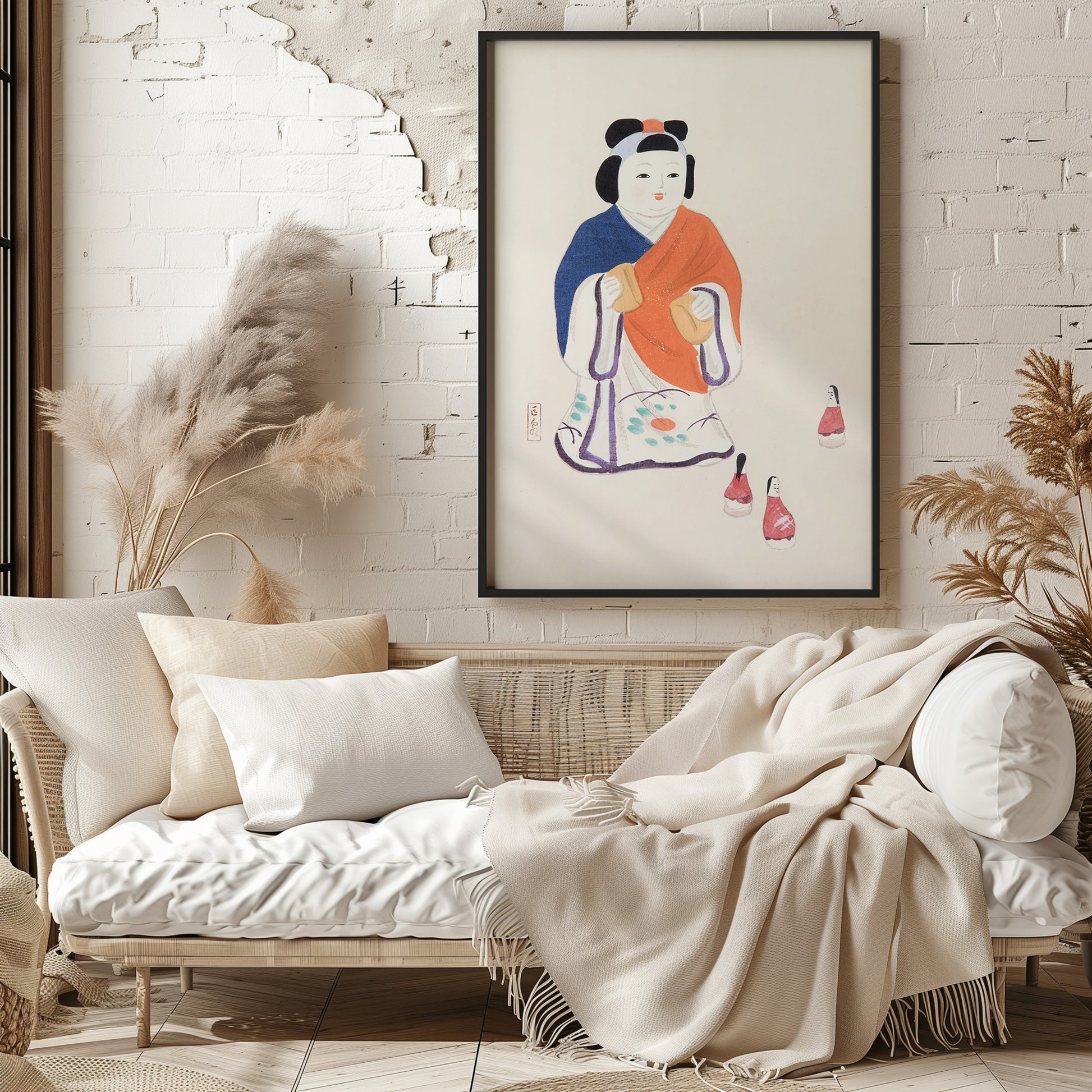 Design Concept No. 29 for Kawasaki Kyosen: Kyosen’s Collected Illustrations of Japanese Toys Nr. 63 ("Serene Heritage Doll") Japanese Wall Art