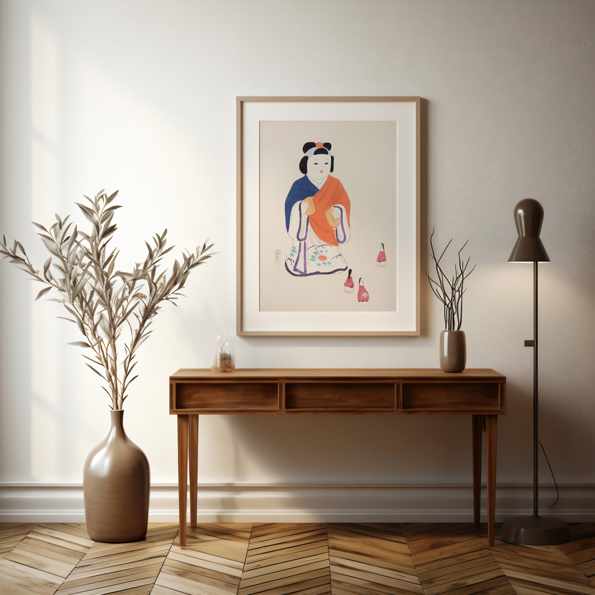 Design Concept No. 37 for Kawasaki Kyosen: Kyosen’s Collected Illustrations of Japanese Toys Nr. 63 ("Serene Heritage Doll") Japanese Wall Art