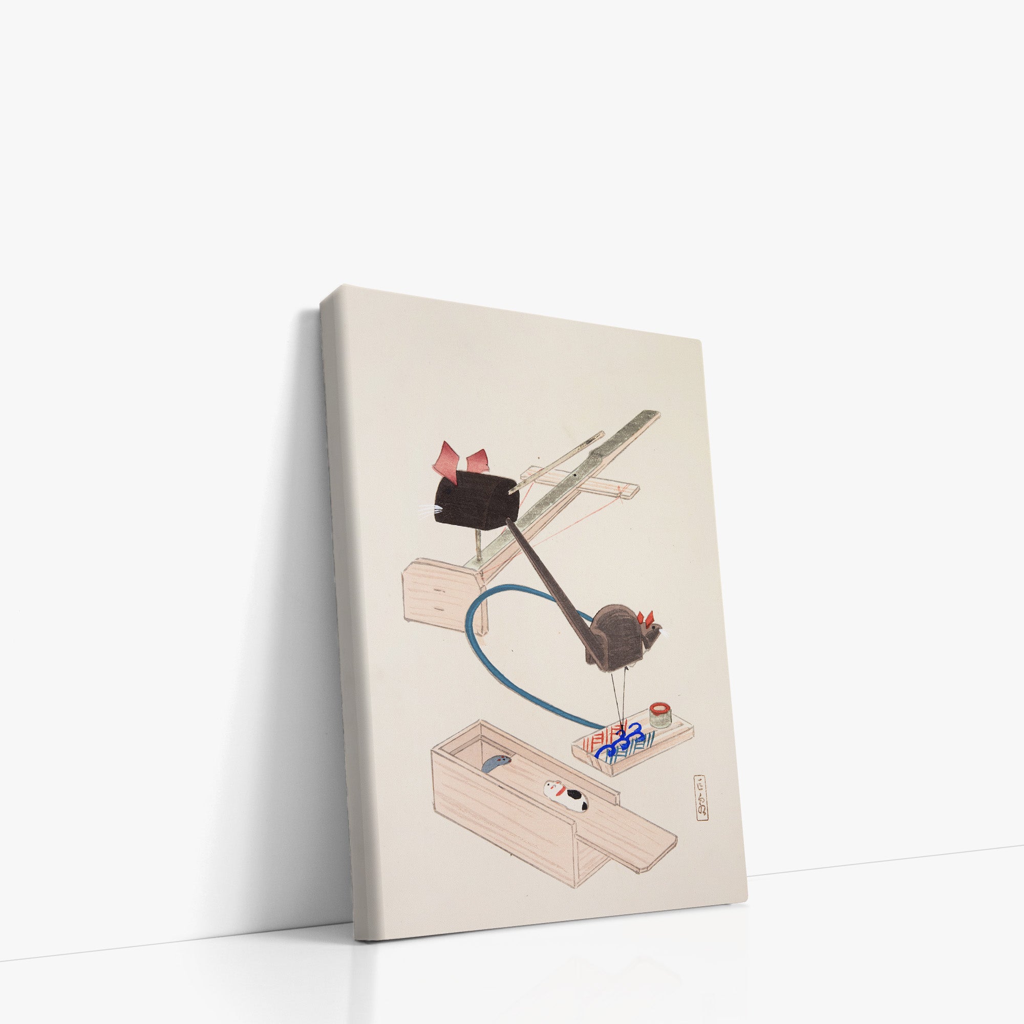 Kawasaki Kyosen’s Collected Illustrations of Japanese Toys No. 64 ("Japanese Mousetrap Game"), Vintage Japanese Wall Art Print - Japanese Po