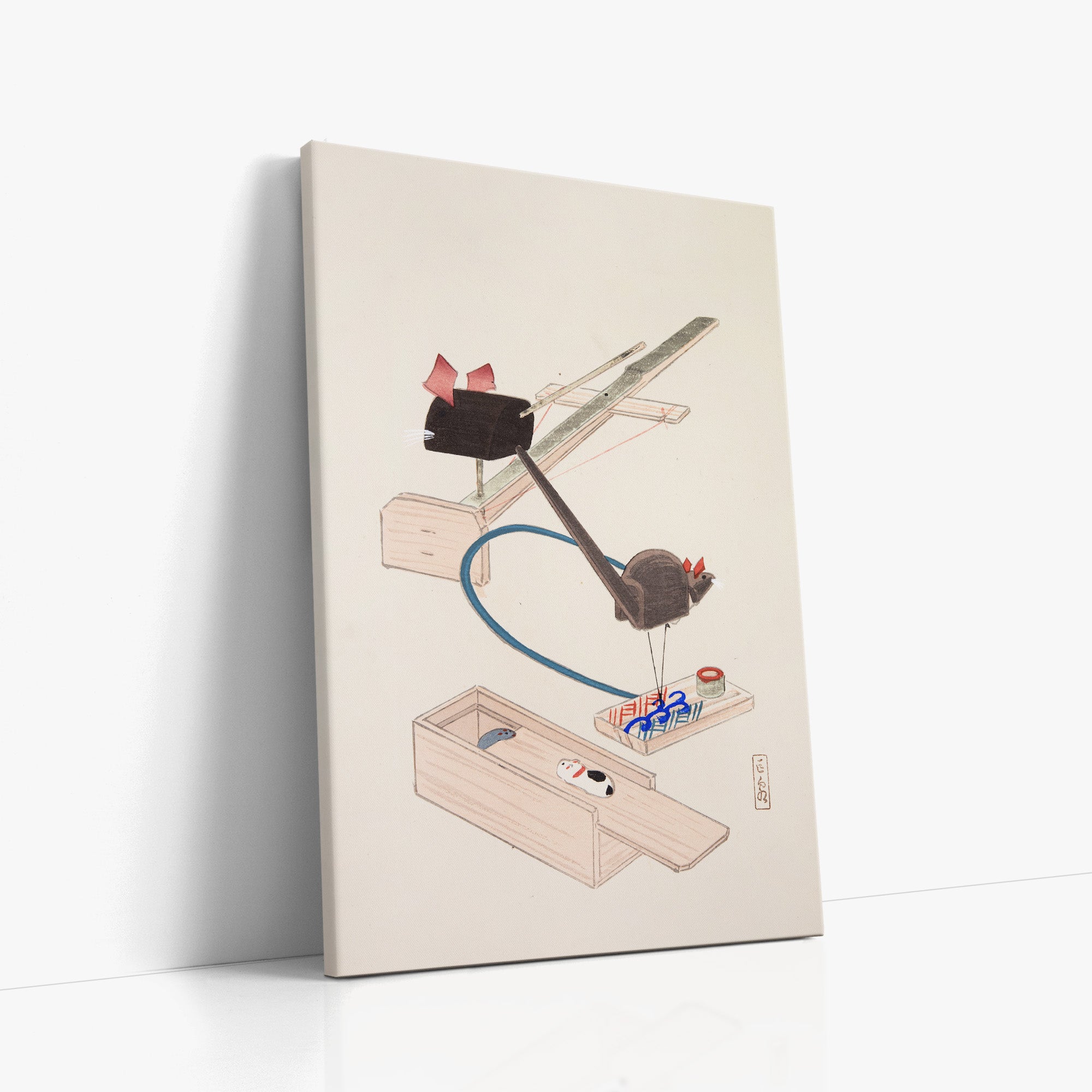 Kawasaki Kyosen’s Collected Illustrations of Japanese Toys No. 64 ("Japanese Mousetrap Game"), Vintage Japanese Wall Art Print - Japanese Po