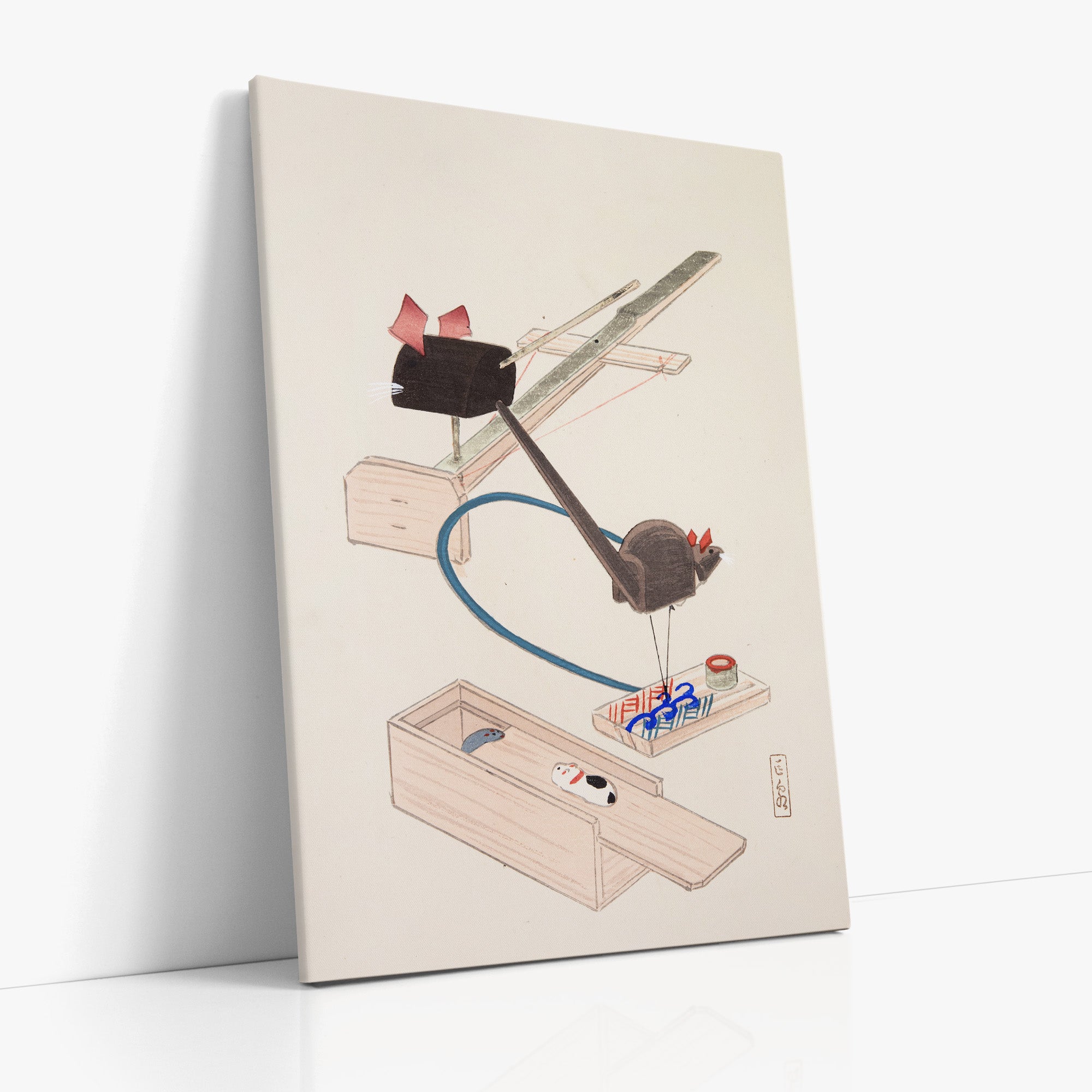 Kawasaki Kyosen’s Collected Illustrations of Japanese Toys No. 64 ("Japanese Mousetrap Game"), Vintage Japanese Wall Art Print - Japanese Po