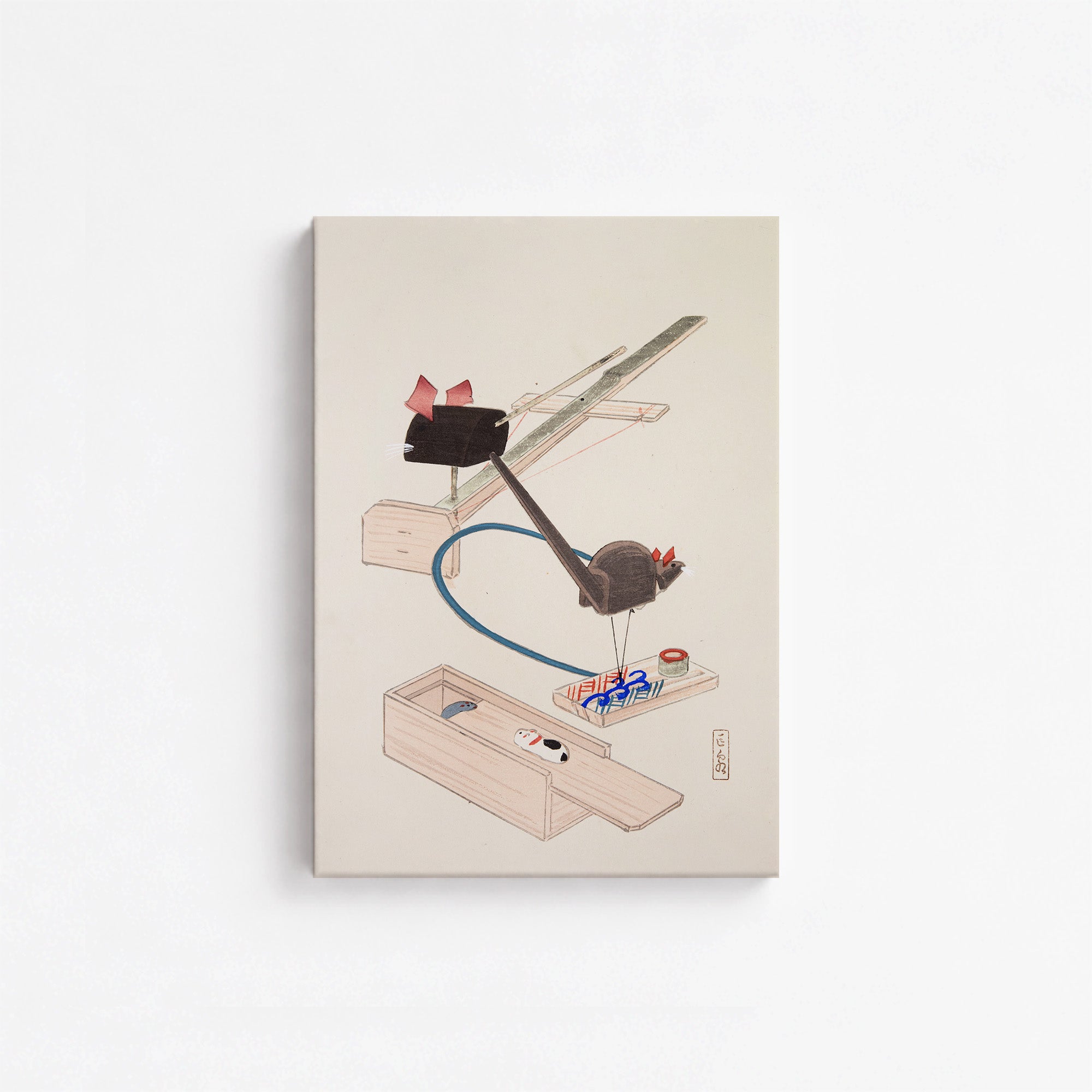Kawasaki Kyosen’s Collected Illustrations of Japanese Toys No. 64 ("Japanese Mousetrap Game"), Vintage Japanese Wall Art Print - Japanese Po