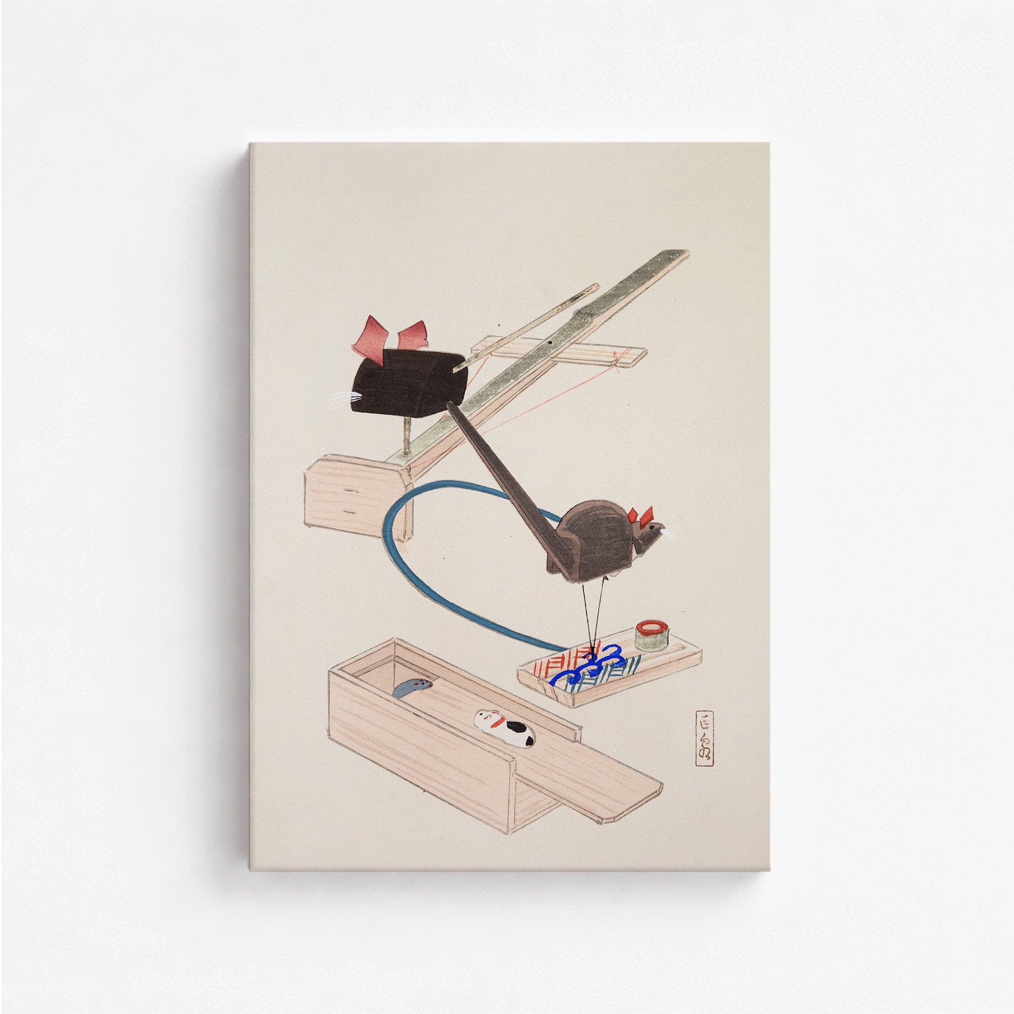 Kawasaki Kyosen’s Collected Illustrations of Japanese Toys No. 64 ("Japanese Mousetrap Game"), Vintage Japanese Wall Art Print - Japanese Po