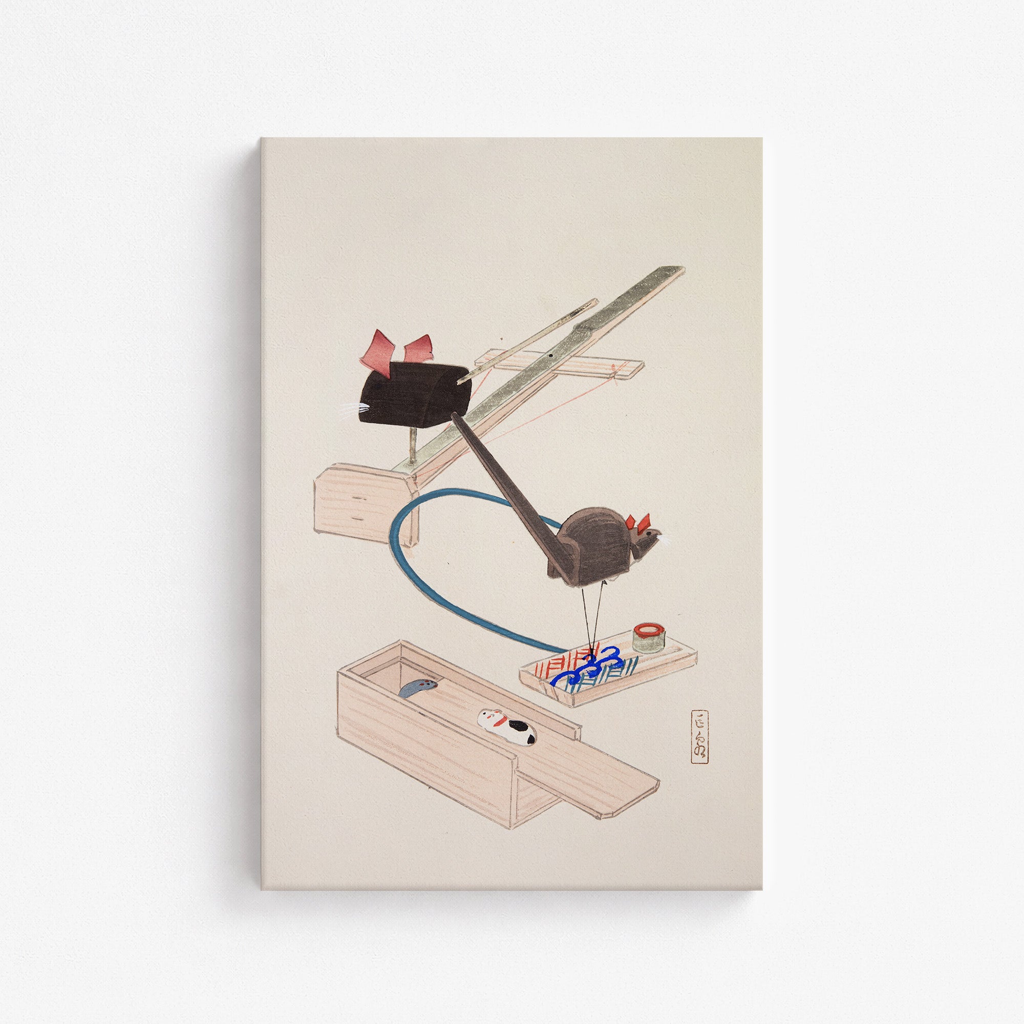 Kawasaki Kyosen’s Collected Illustrations of Japanese Toys No. 64 ("Japanese Mousetrap Game"), Vintage Japanese Wall Art Print - Japanese Po