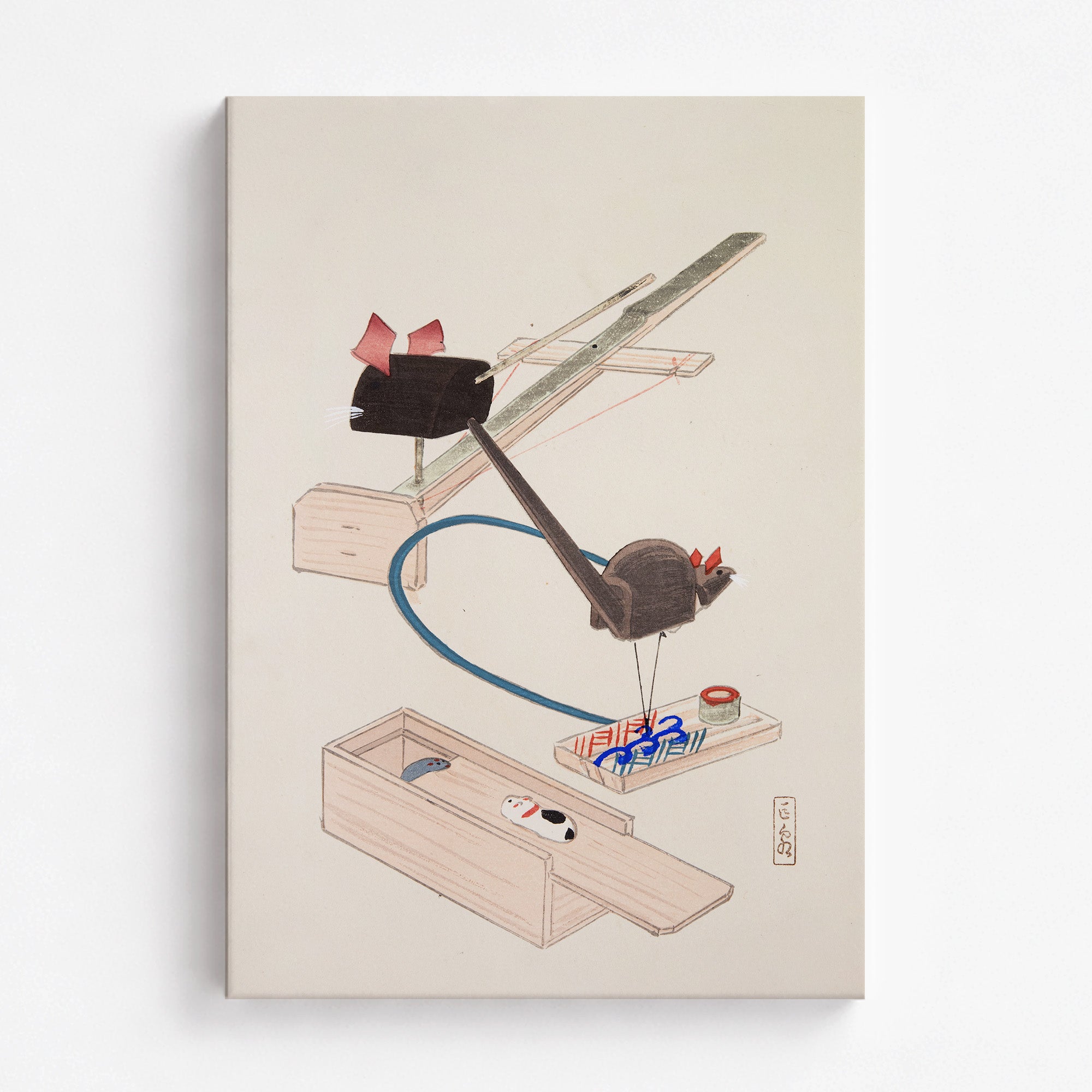 Kawasaki Kyosen’s Collected Illustrations of Japanese Toys No. 64 ("Japanese Mousetrap Game"), Vintage Japanese Wall Art Print - Japanese Po