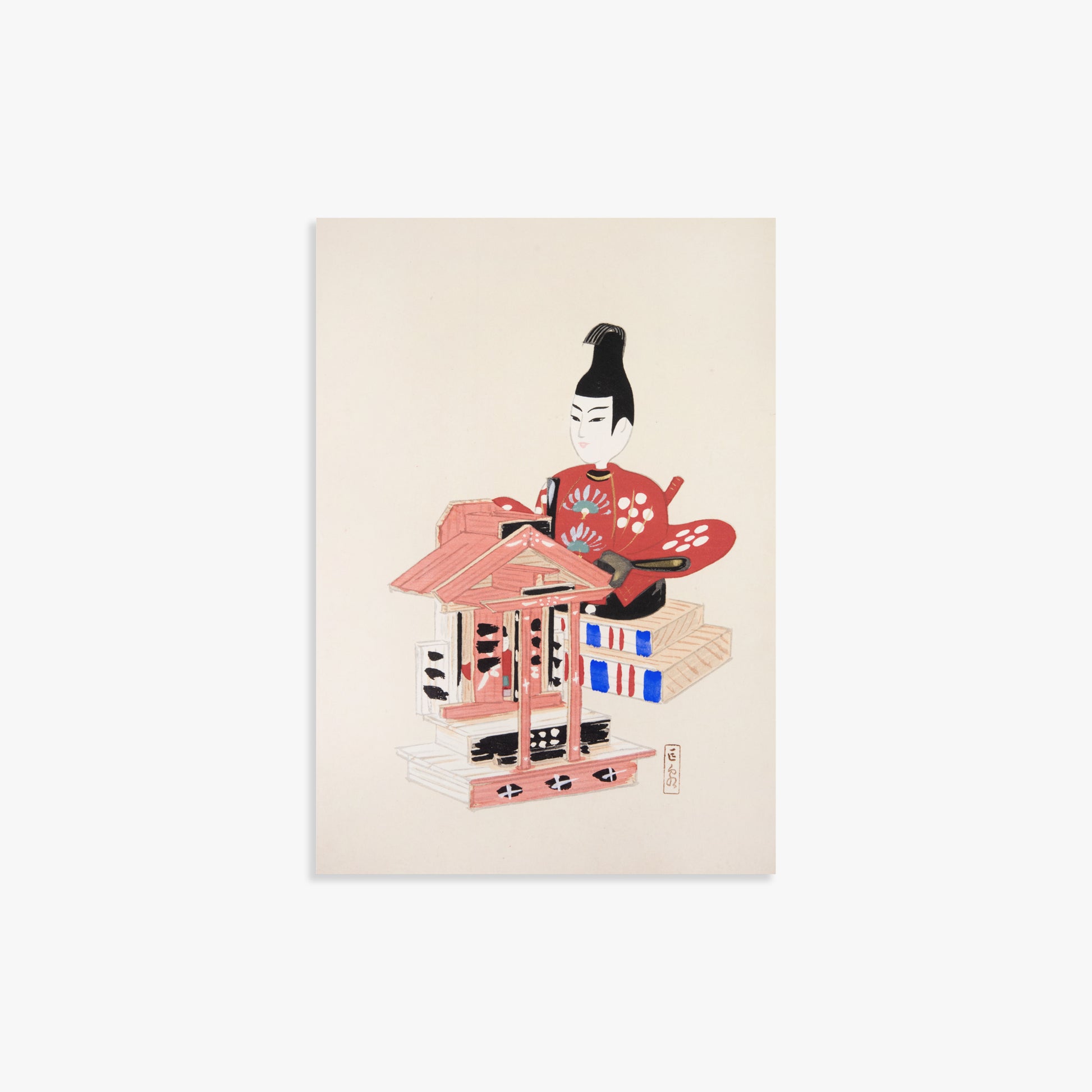 Kawasaki Kyosen: Kyosen’s Collected Illustrations of Japanese Toys Nr. 65 ("Ancient Temple Guardian"), 21x30cm Art Reproduction Unframed