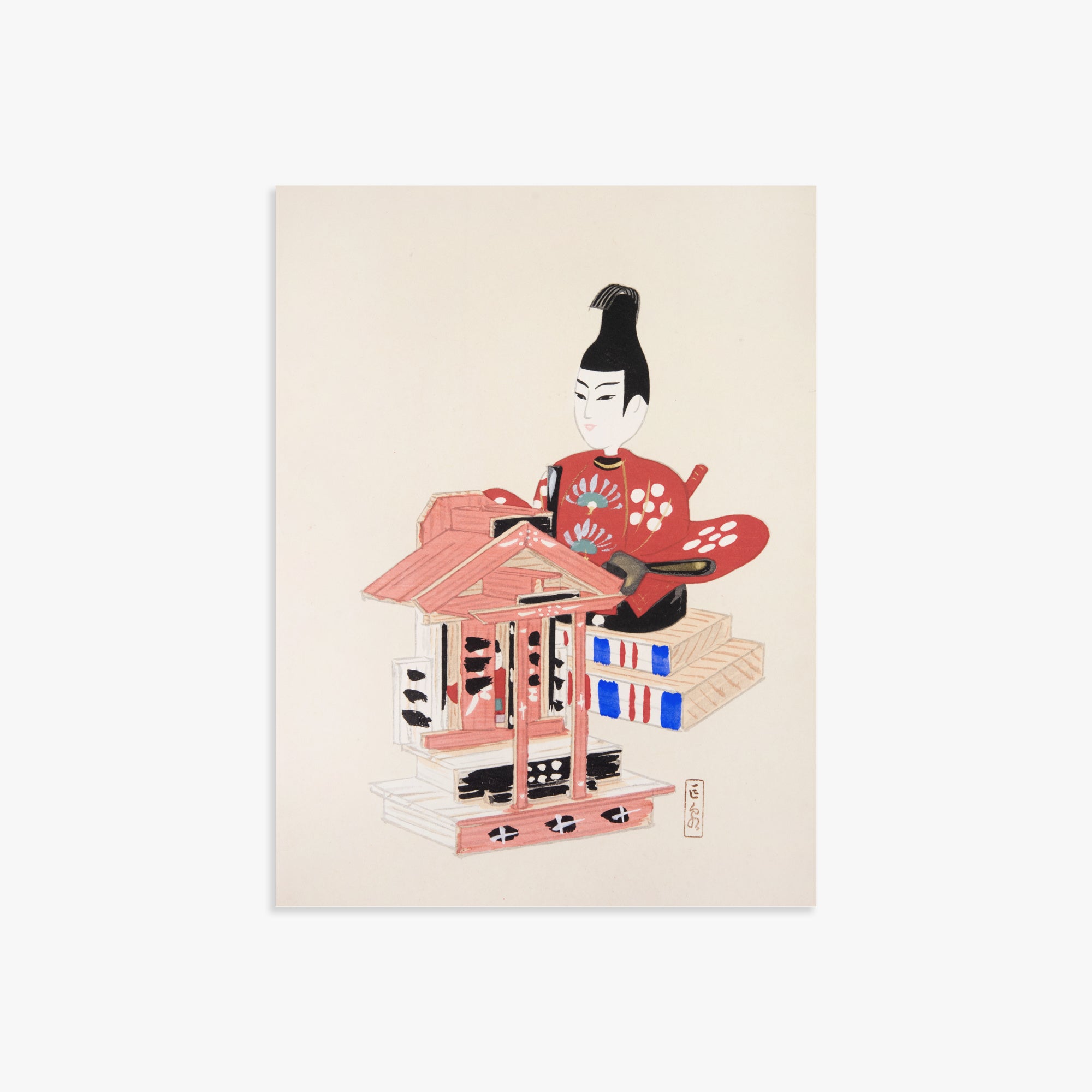 Kawasaki Kyosen: Kyosen’s Collected Illustrations of Japanese Toys Nr. 65 ("Ancient Temple Guardian"), 30x40cm Art Reproduction Unframed