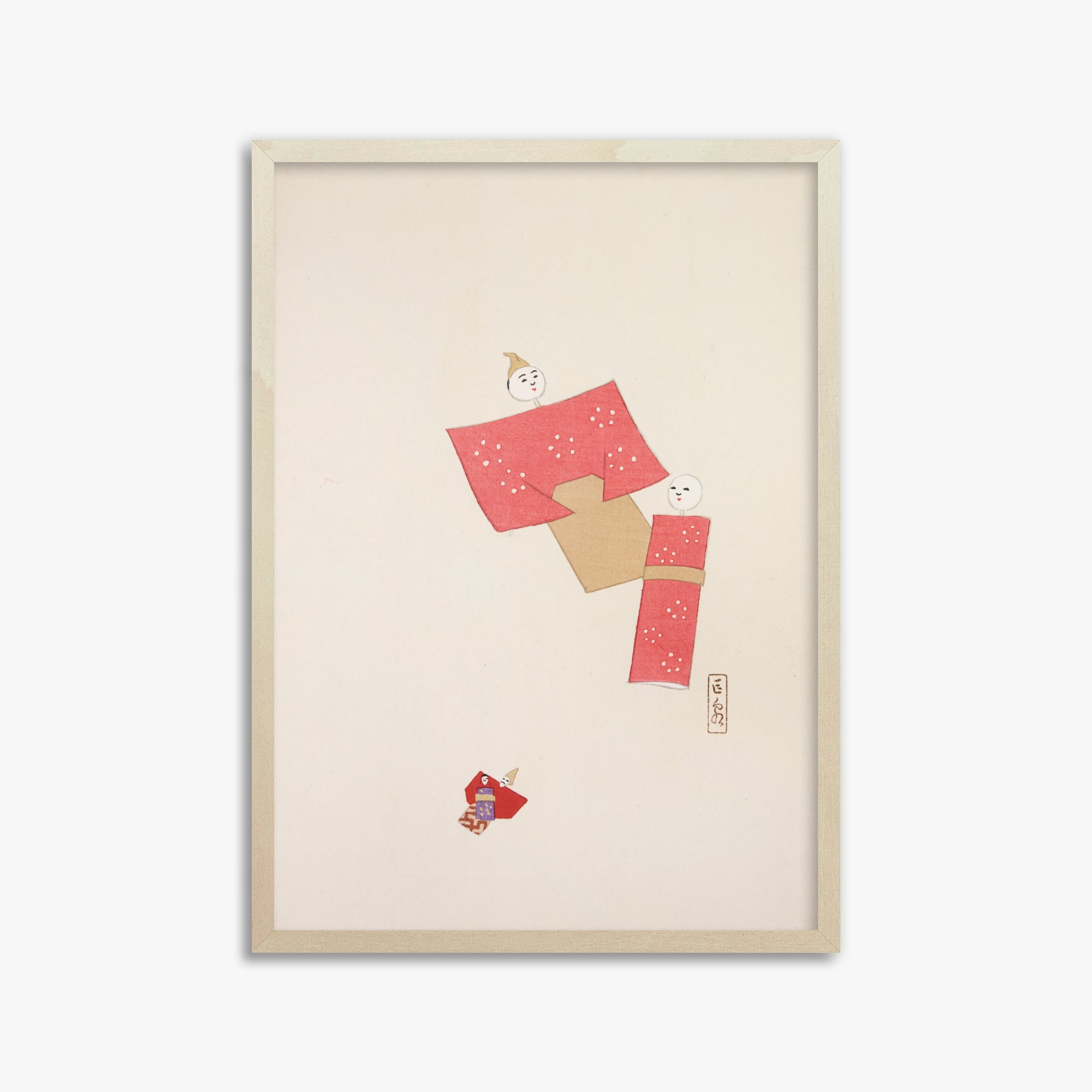 Kyosen's Collected Illustrations of Japanese Toys Nr. 66 ("Blushing Twin Paper Dolls")