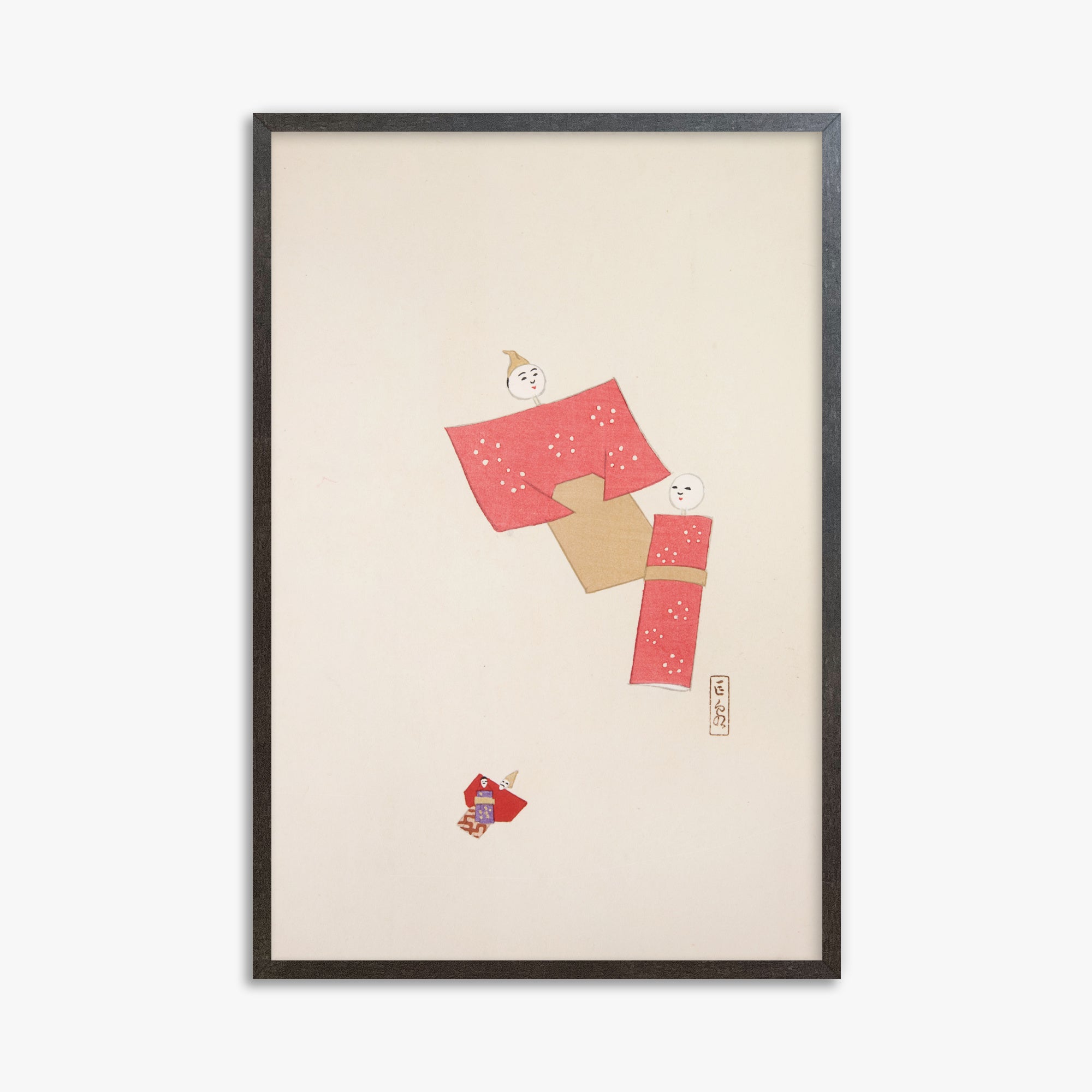 Kyosen's Collected Illustrations of Japanese Toys Nr. 66 ("Blushing Twin Paper Dolls")