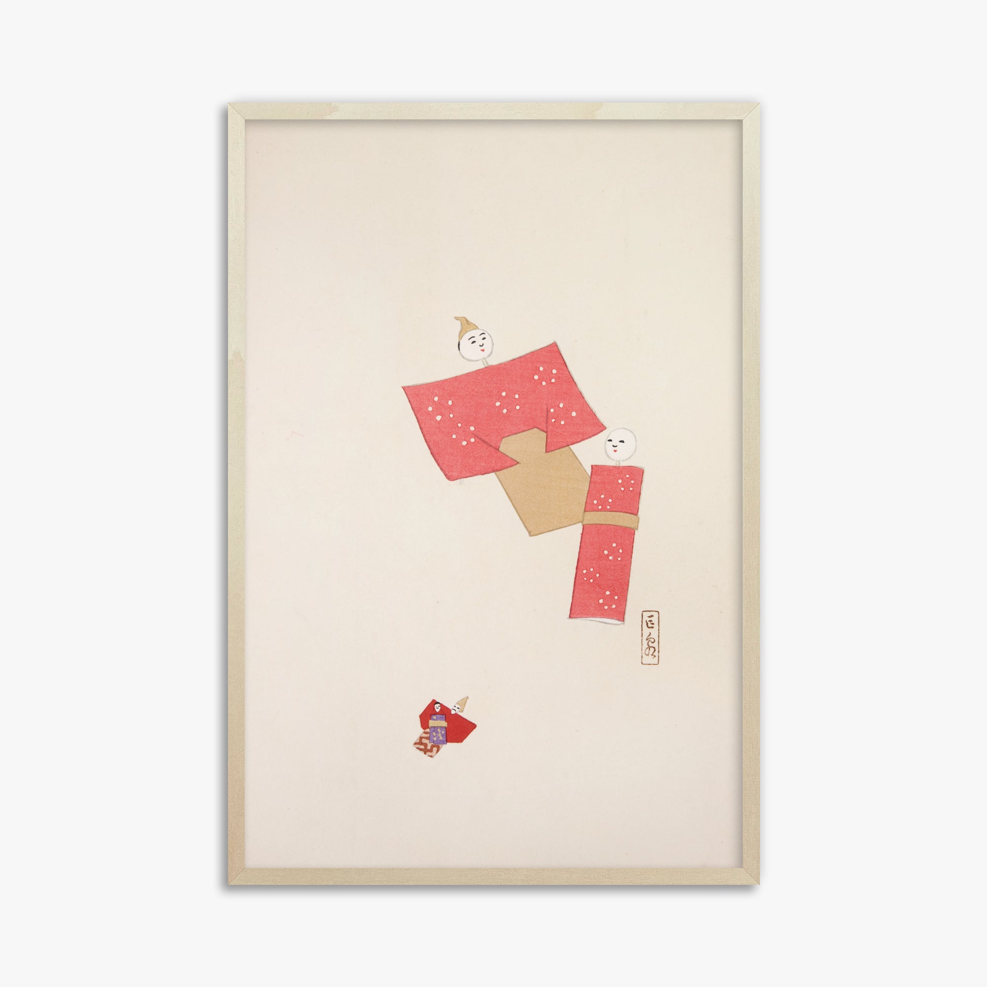 Kyosen's Collected Illustrations of Japanese Toys Nr. 66 ("Blushing Twin Paper Dolls")