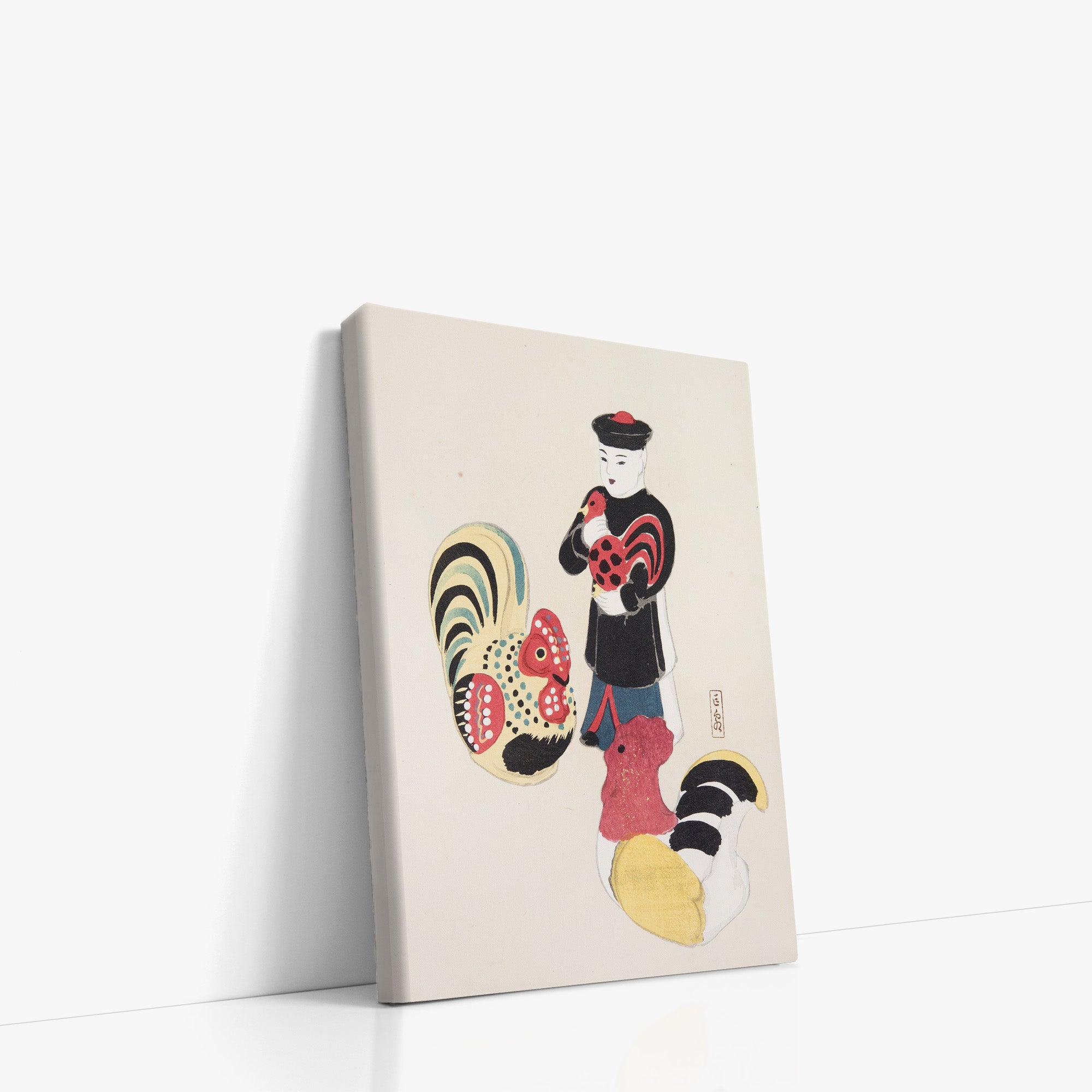 Kyosen’s Collected Illustrations of Japanese Toys Nr. 67 ("Rooster & Keeper Ensemble")