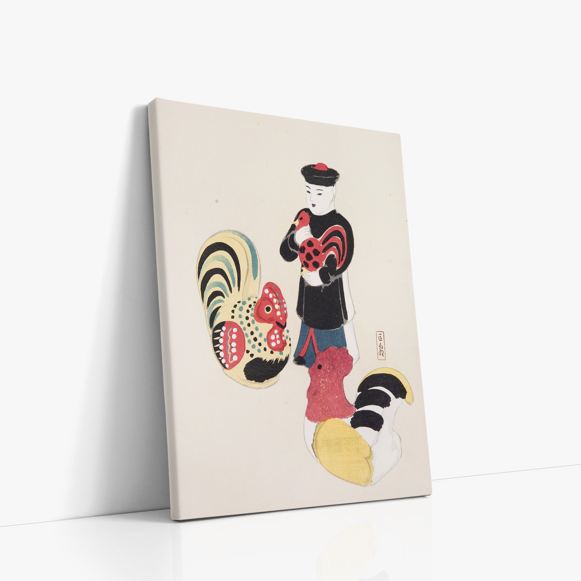 Kyosen’s Collected Illustrations of Japanese Toys Nr. 67 ("Rooster & Keeper Ensemble")
