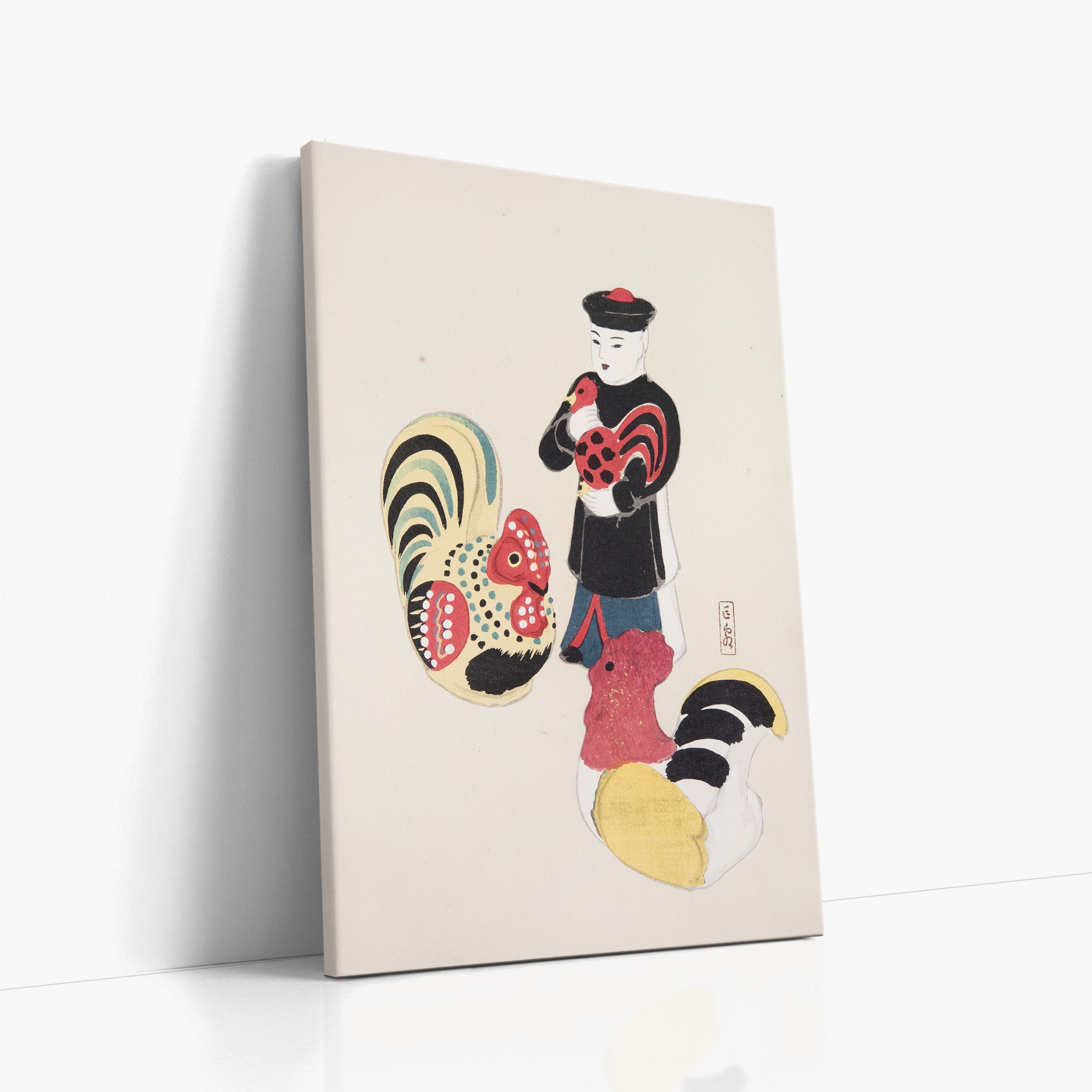 Kyosen’s Collected Illustrations of Japanese Toys Nr. 67 ("Rooster & Keeper Ensemble")
