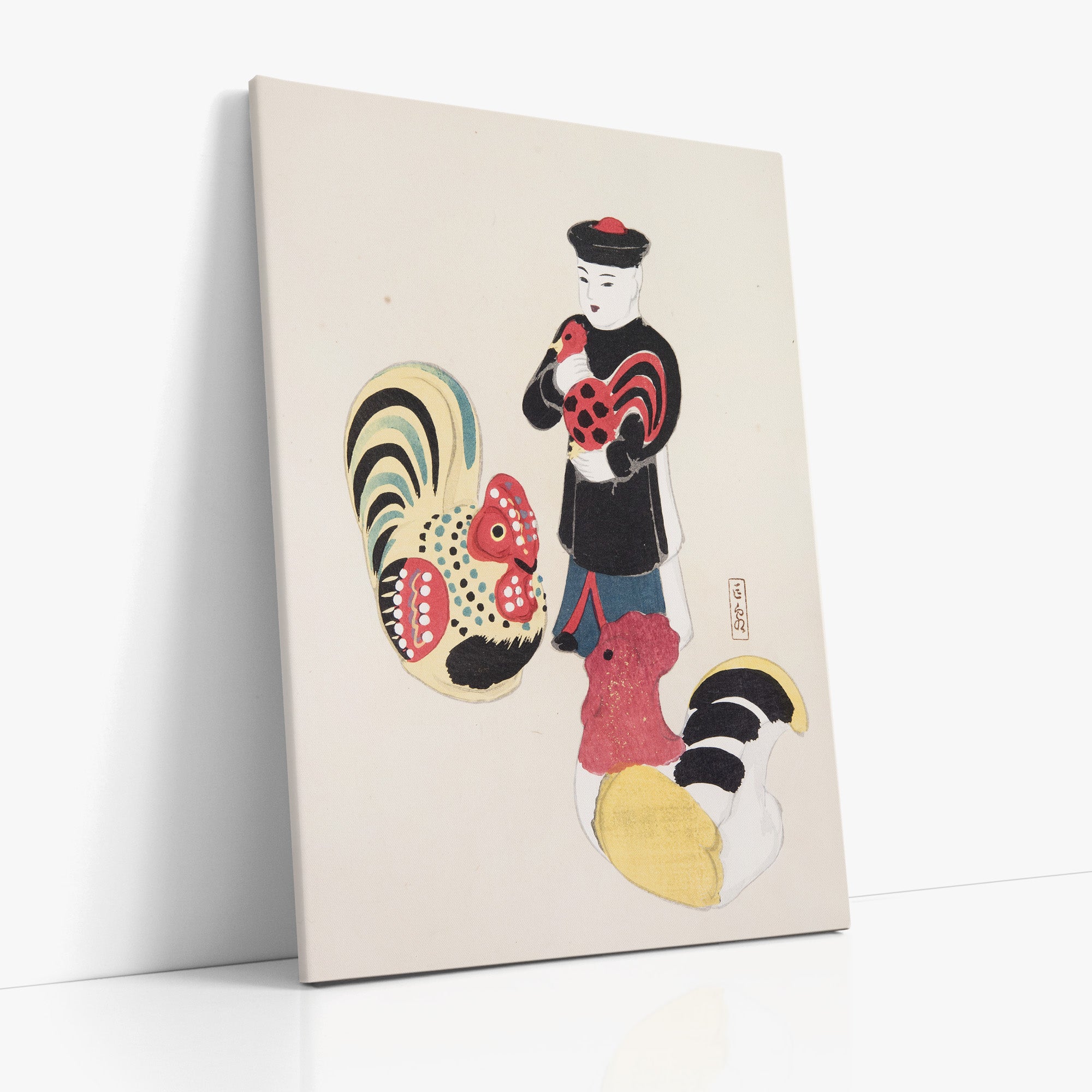 Kyosen’s Collected Illustrations of Japanese Toys Nr. 67 ("Rooster & Keeper Ensemble")