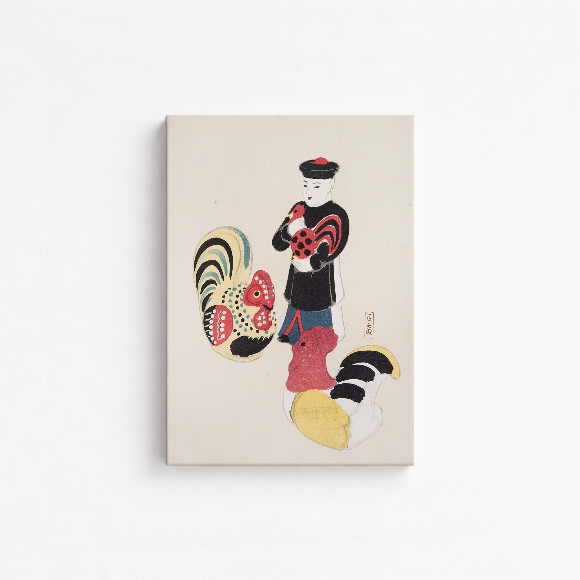 Kyosen’s Collected Illustrations of Japanese Toys Nr. 67 ("Rooster & Keeper Ensemble")