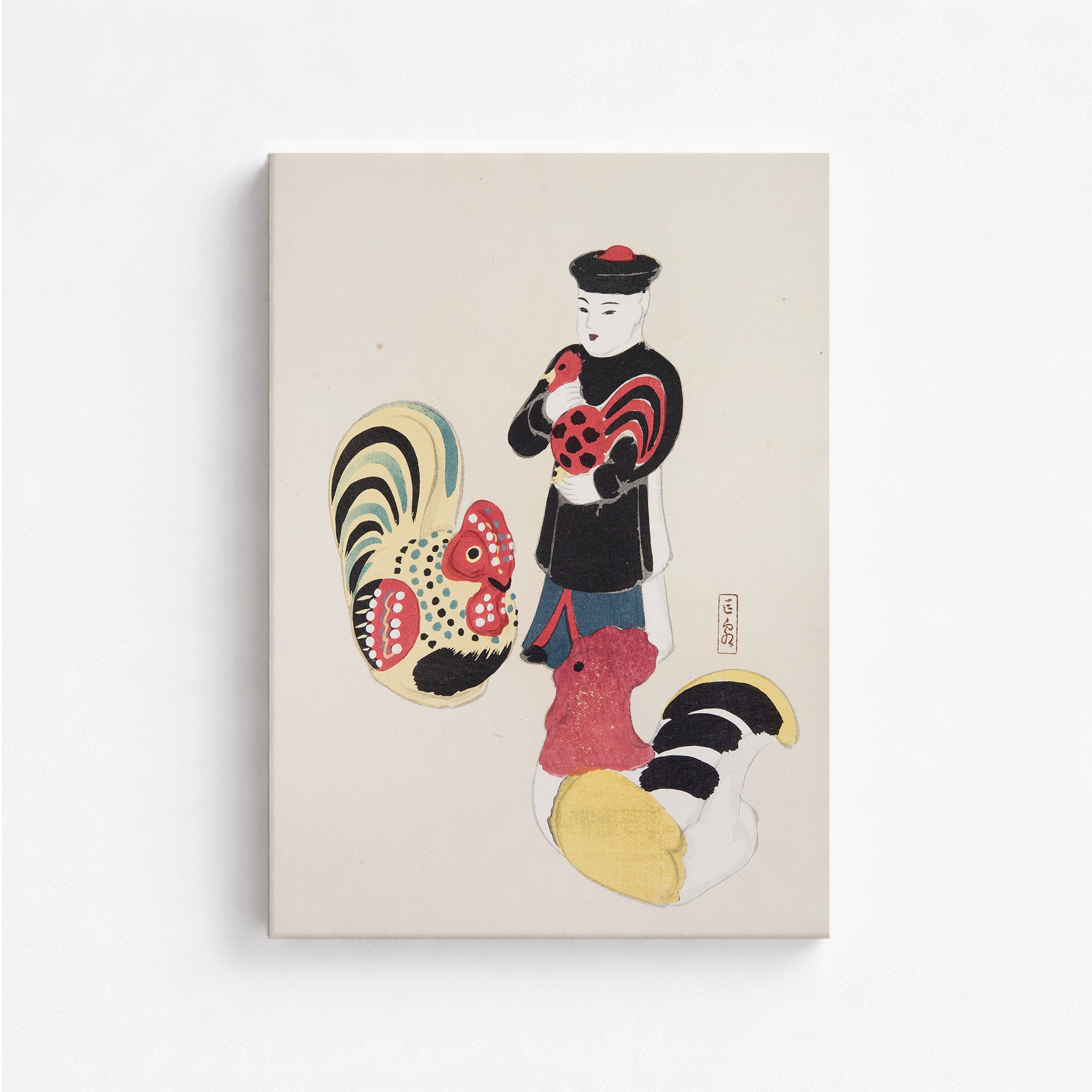 Kyosen’s Collected Illustrations of Japanese Toys Nr. 67 ("Rooster & Keeper Ensemble")