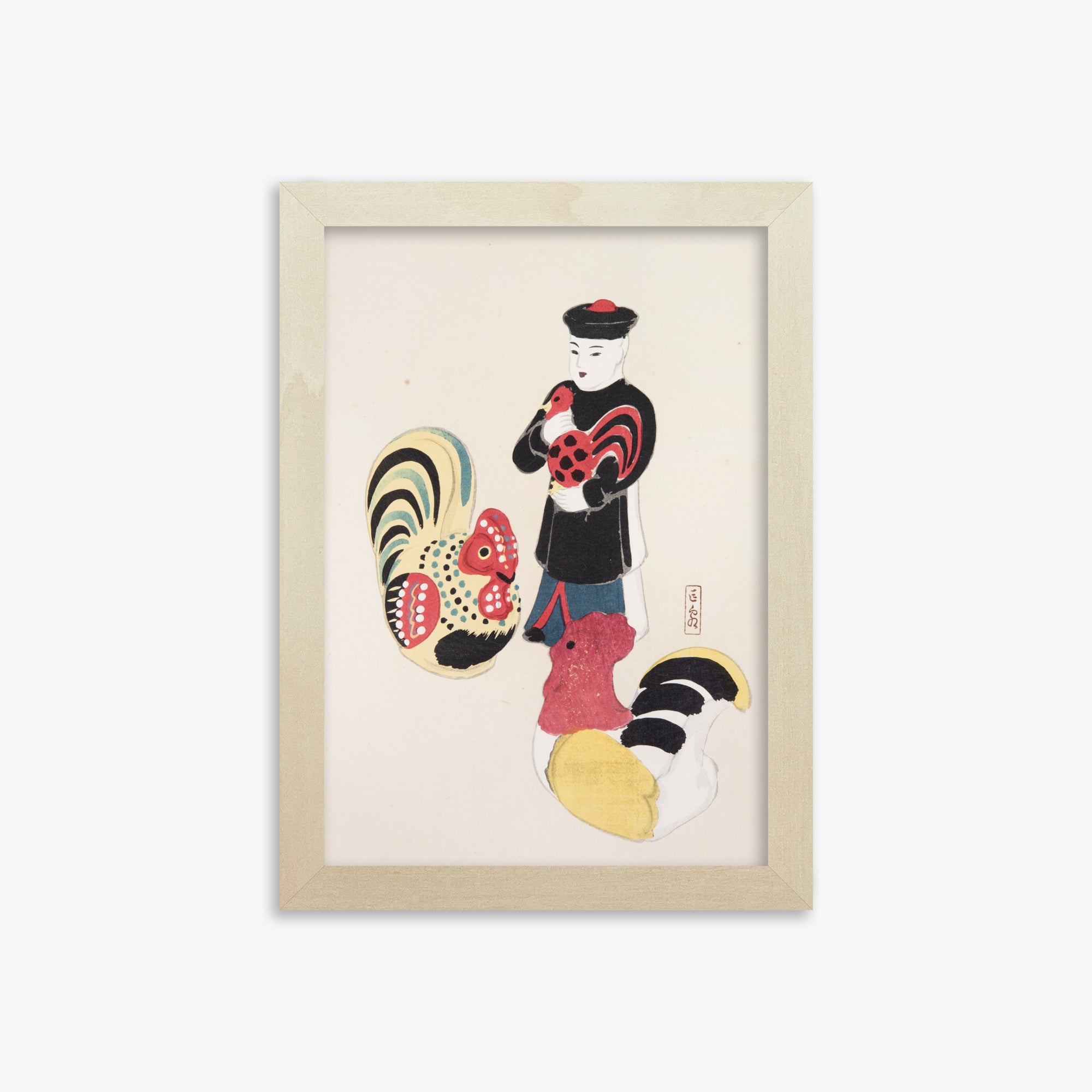 Kyosen's Collected Illustrations of Japanese Toys Nr. 67 ("Cock & Keeper Ensemble")