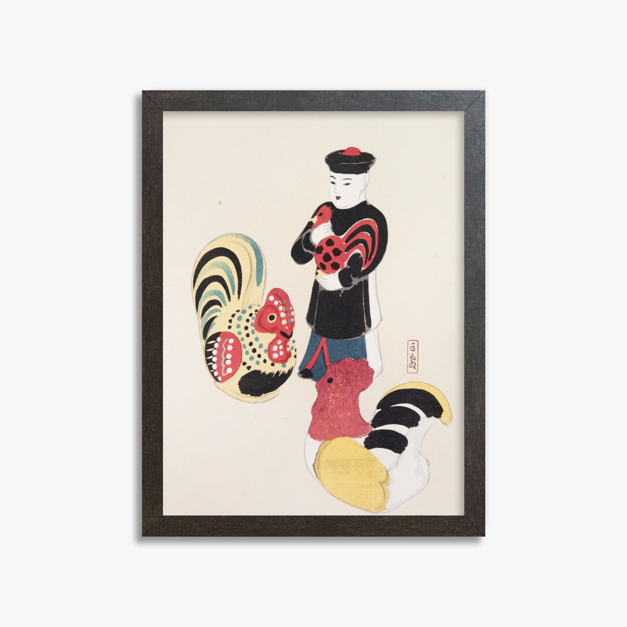 Kyosen's Collected Illustrations of Japanese Toys Nr. 67 ("Cock & Keeper Ensemble")