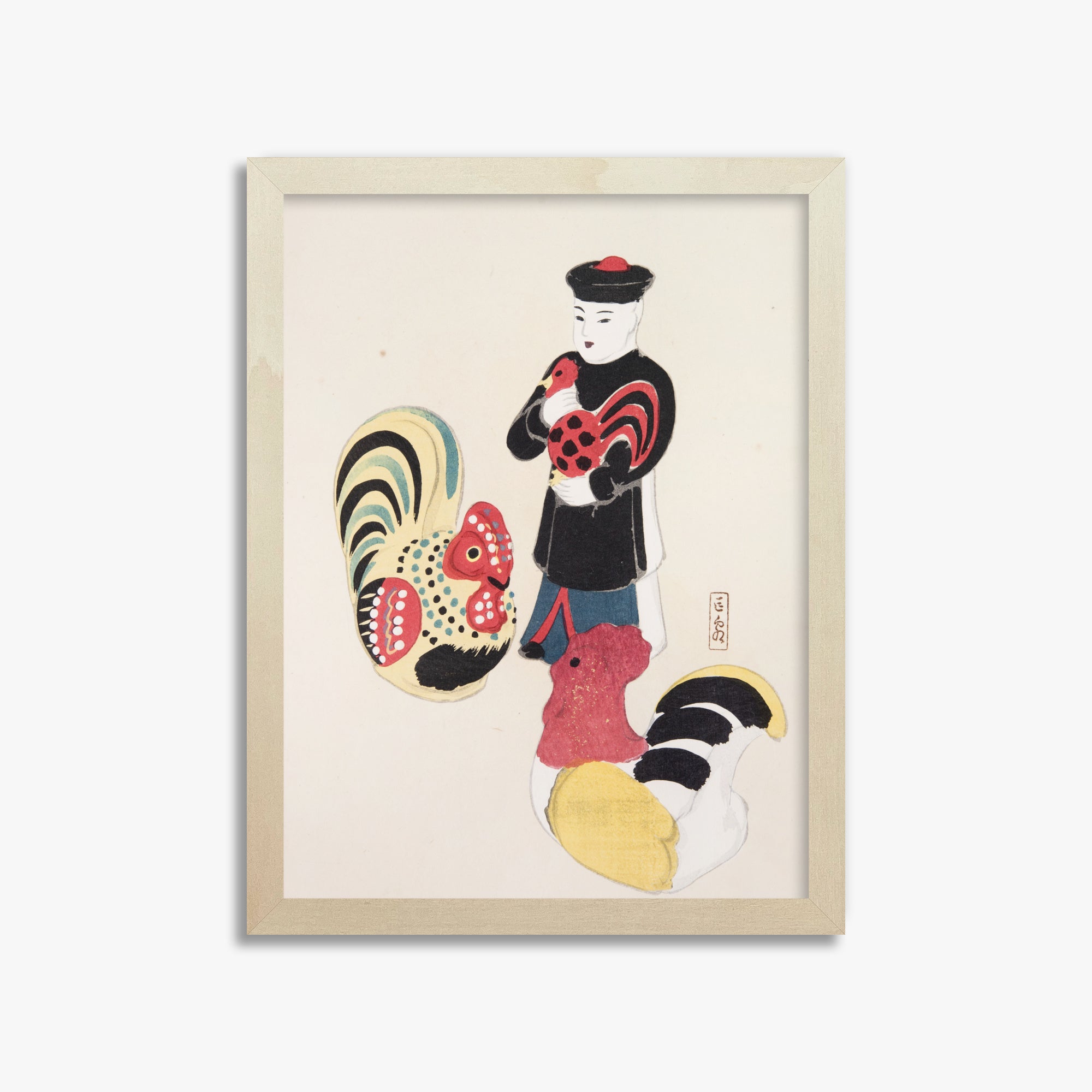 Kyosen's Collected Illustrations of Japanese Toys Nr. 67 ("Cock & Keeper Ensemble")