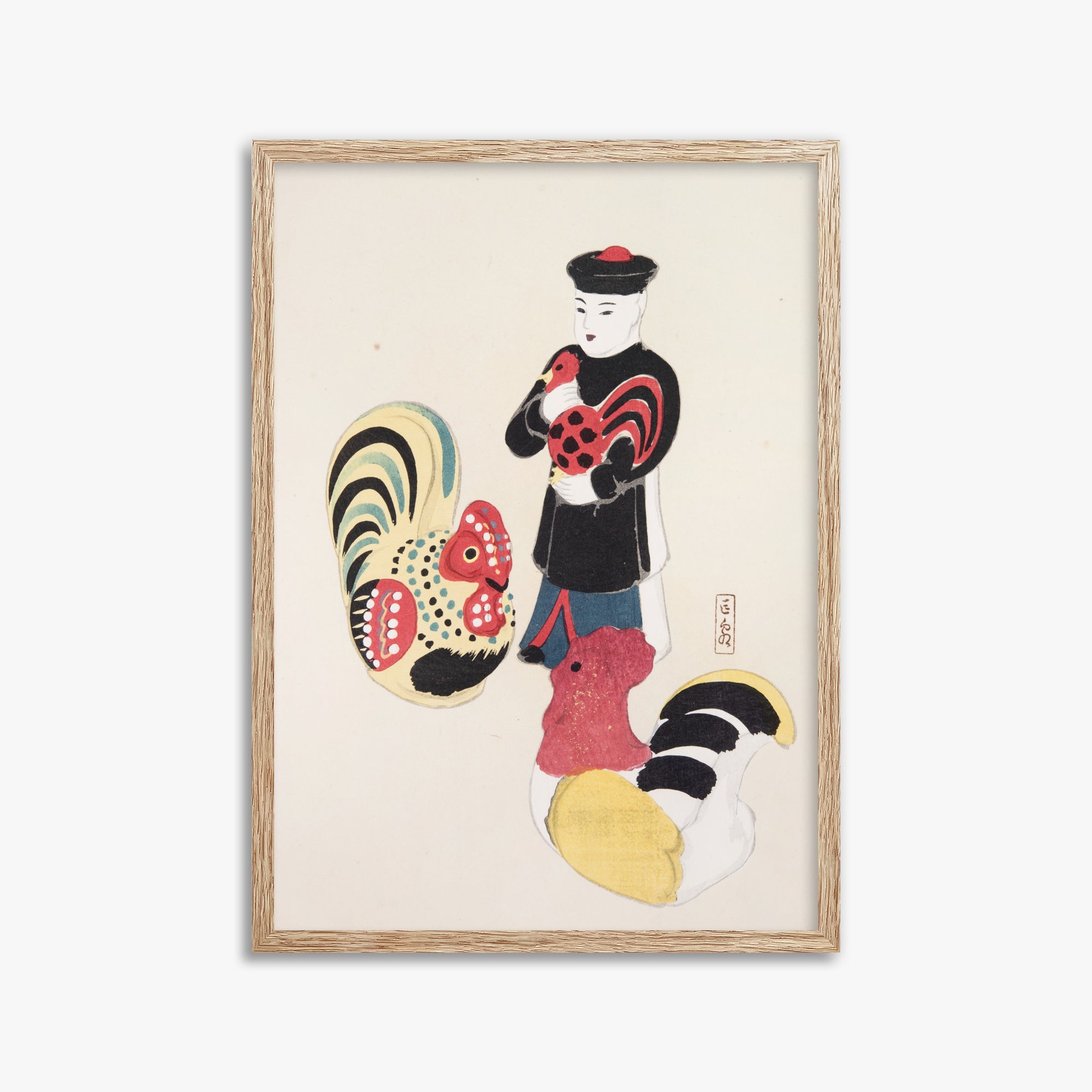 Kyosen's Collected Illustrations of Japanese Toys Nr. 67 ("Cock & Keeper Ensemble")