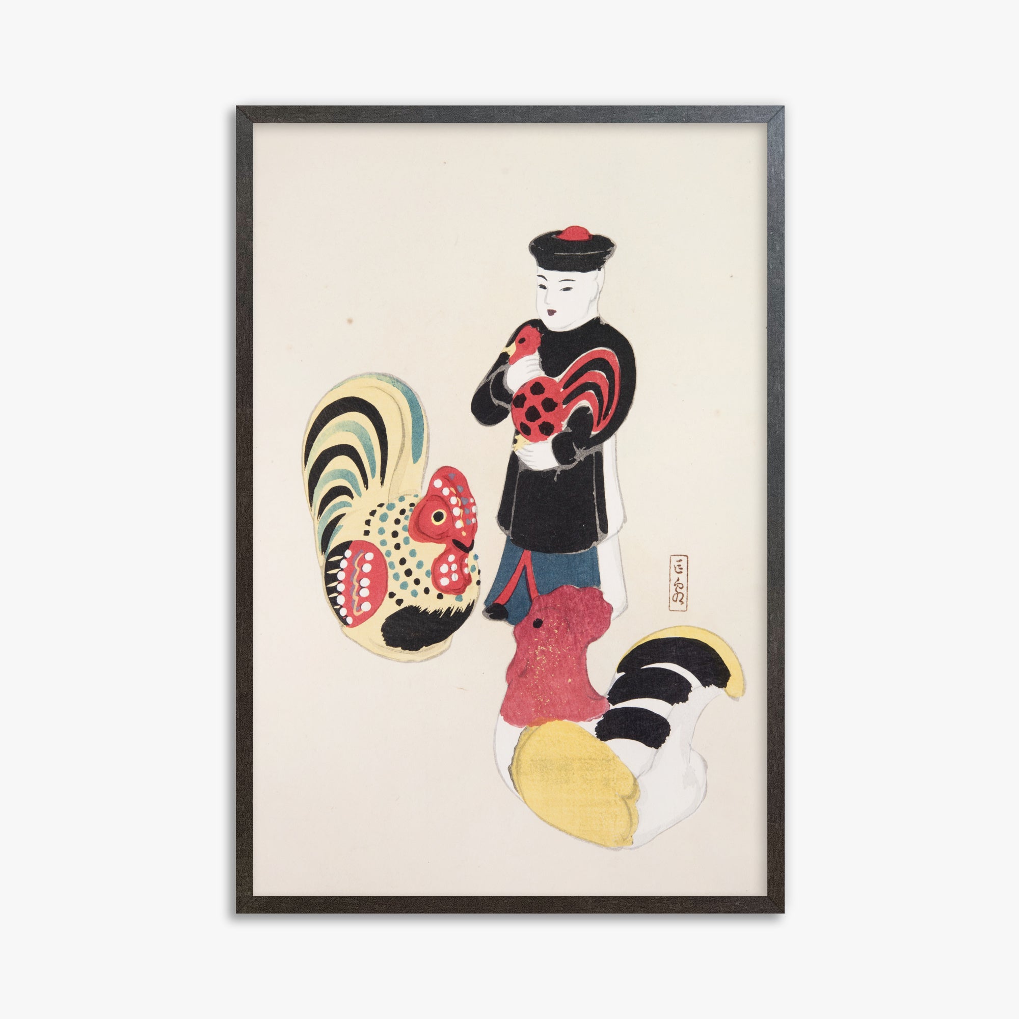 Kyosen's Collected Illustrations of Japanese Toys Nr. 67 ("Cock & Keeper Ensemble")