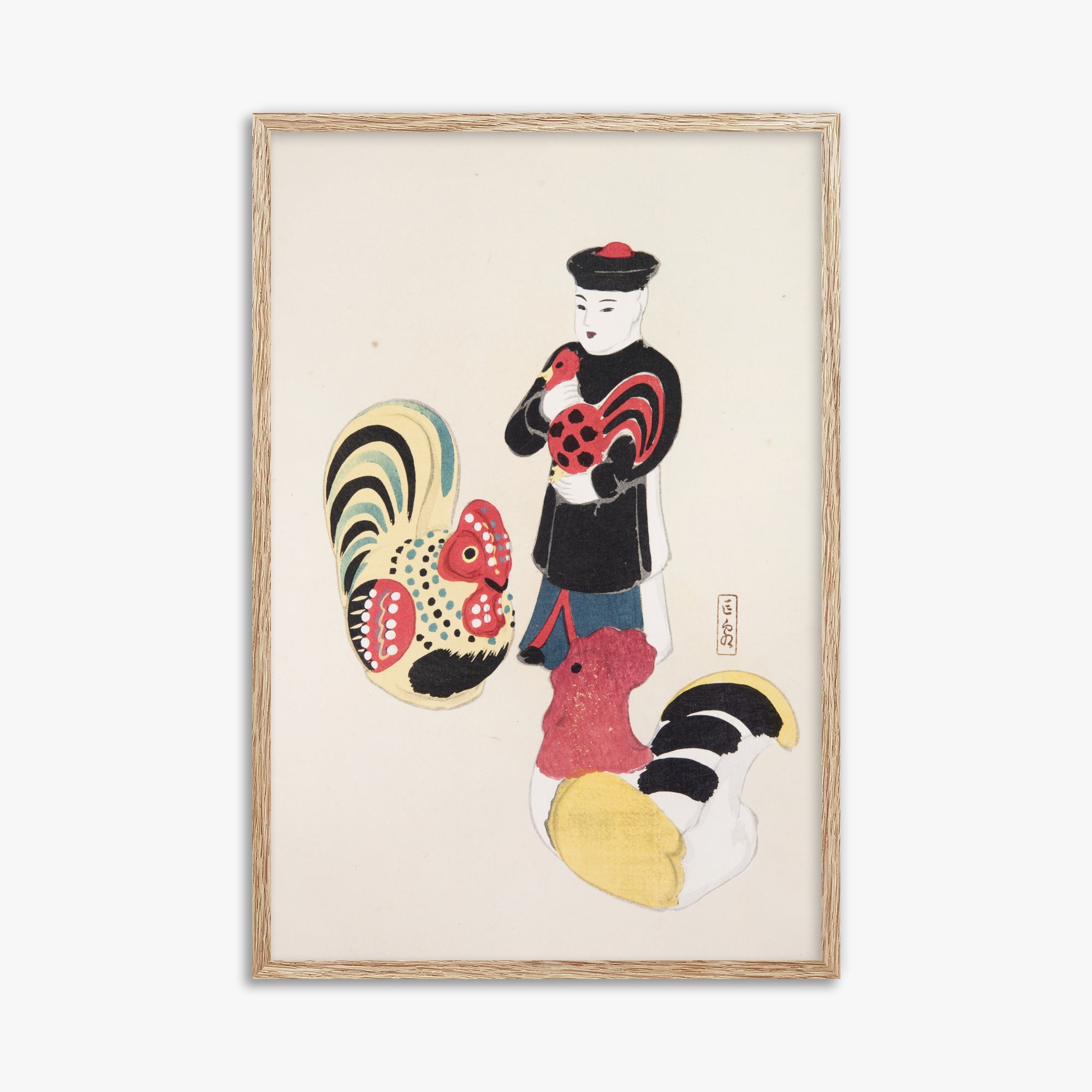 Kyosen's Collected Illustrations of Japanese Toys Nr. 67 ("Cock & Keeper Ensemble")
