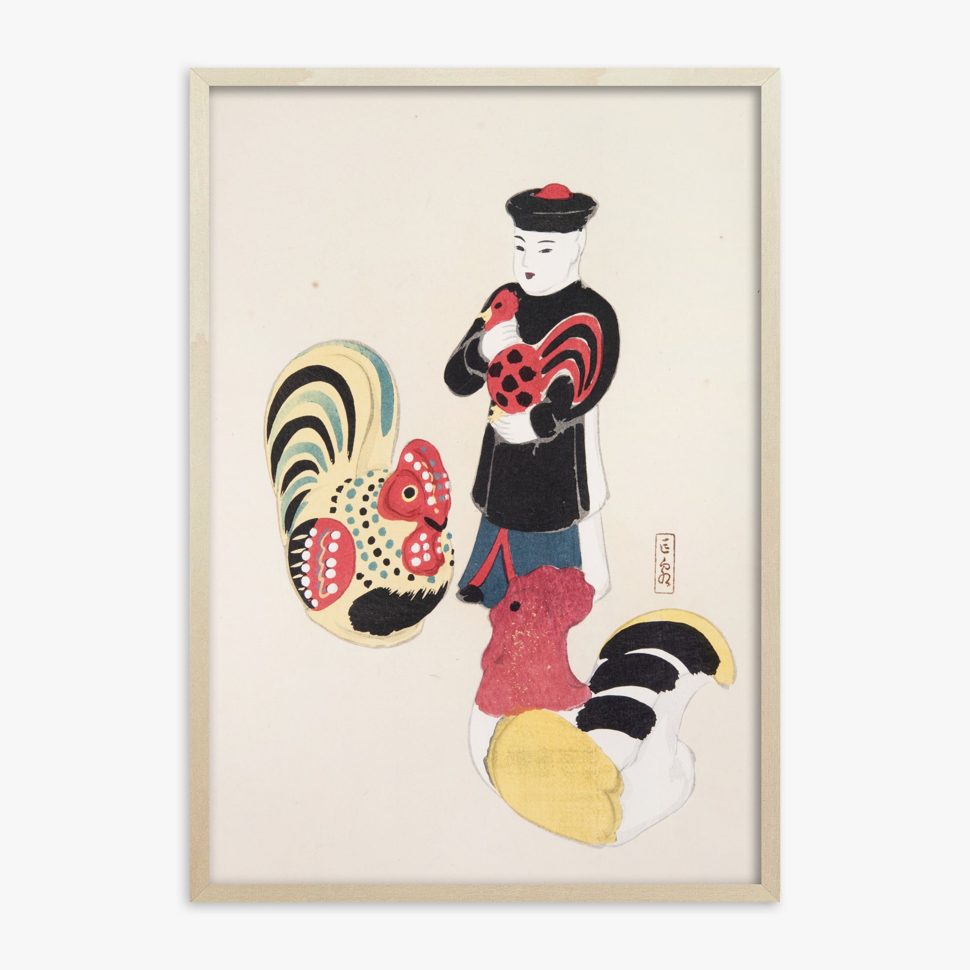 Kyosen's Collected Illustrations of Japanese Toys Nr. 67 ("Cock & Keeper Ensemble")