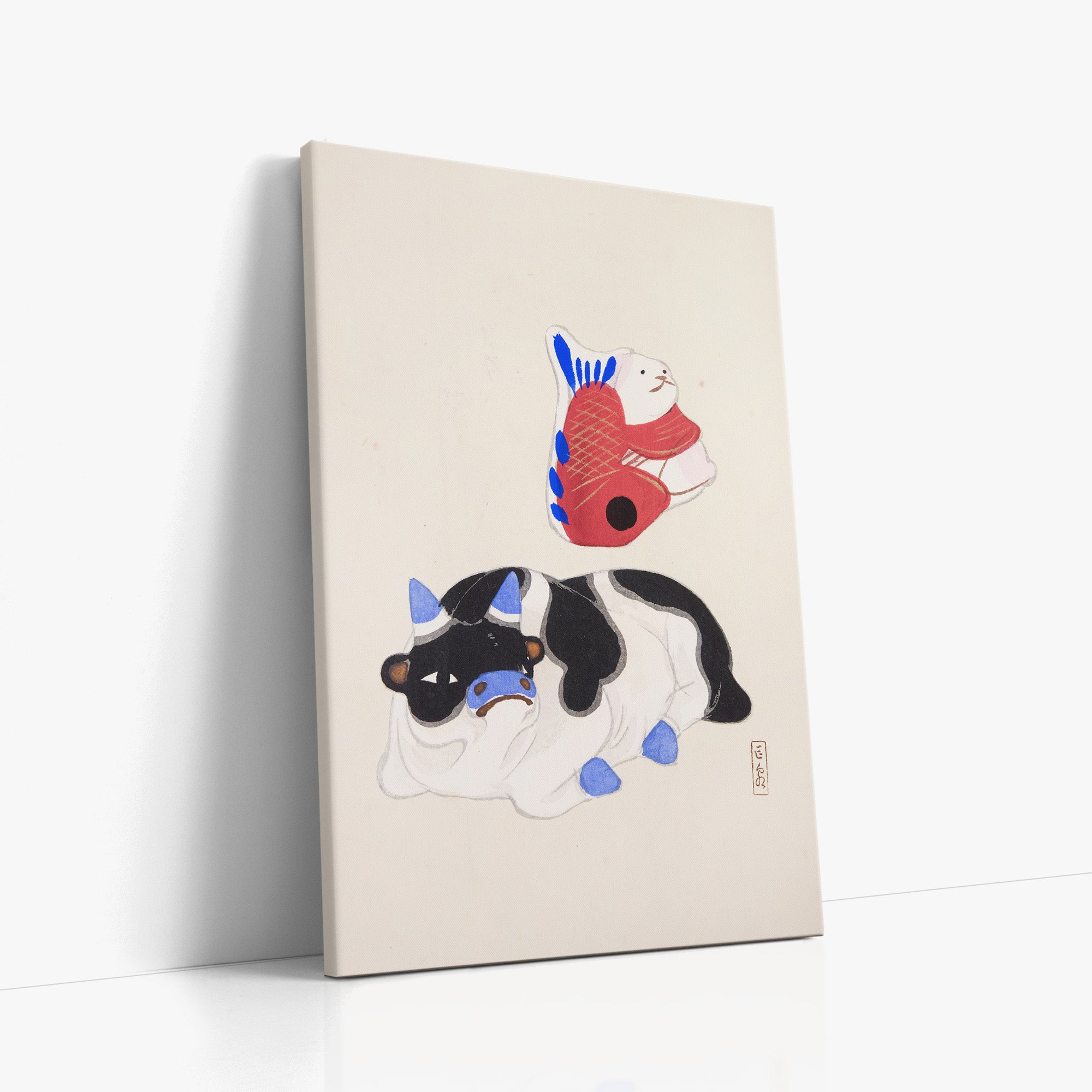 Kyosen’s Collected Illustrations of Japanese Toys Nr. 68 ("Carp atop Blue‐Horn Ox")
