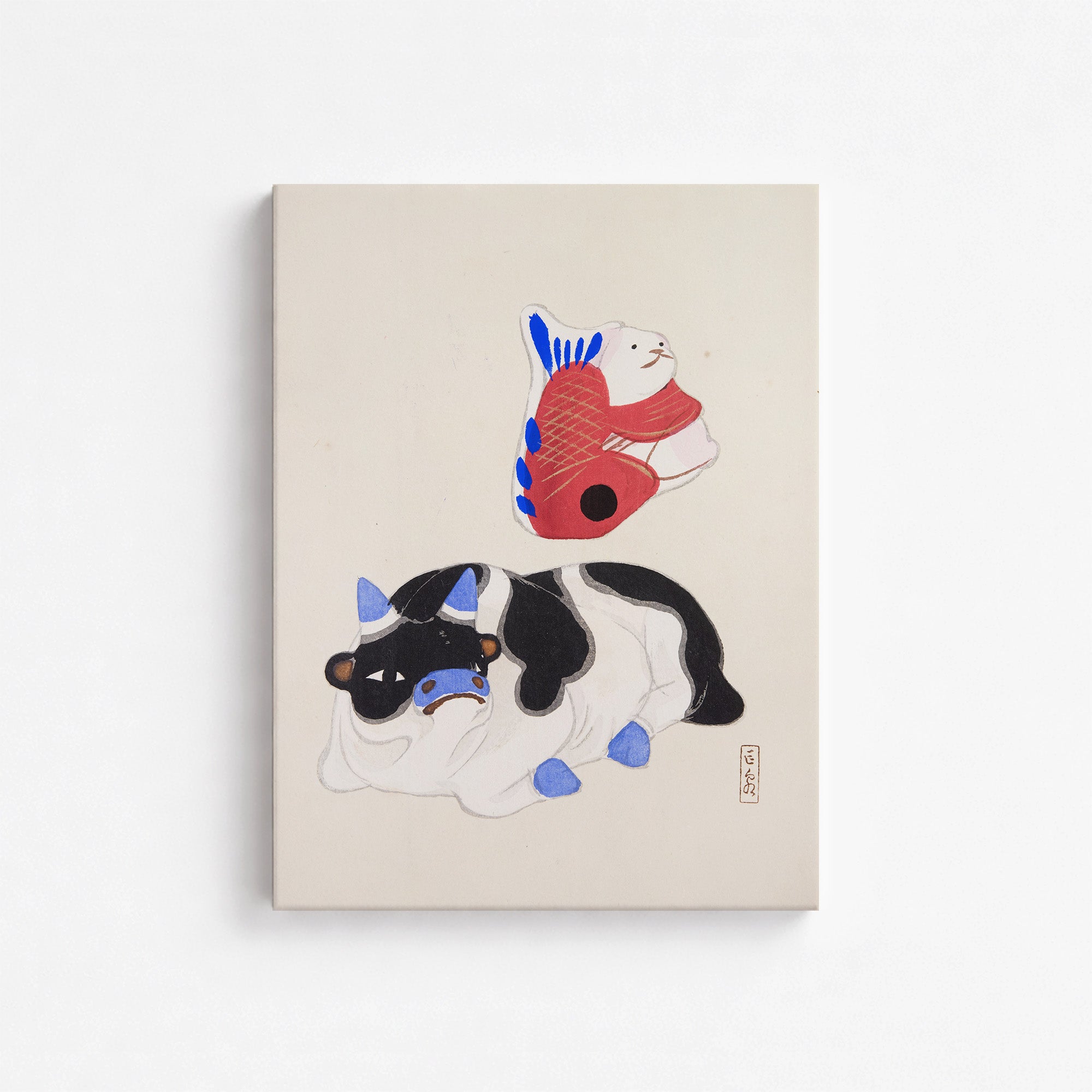 Kyosen’s Collected Illustrations of Japanese Toys Nr. 68 ("Carp atop Blue‐Horn Ox")