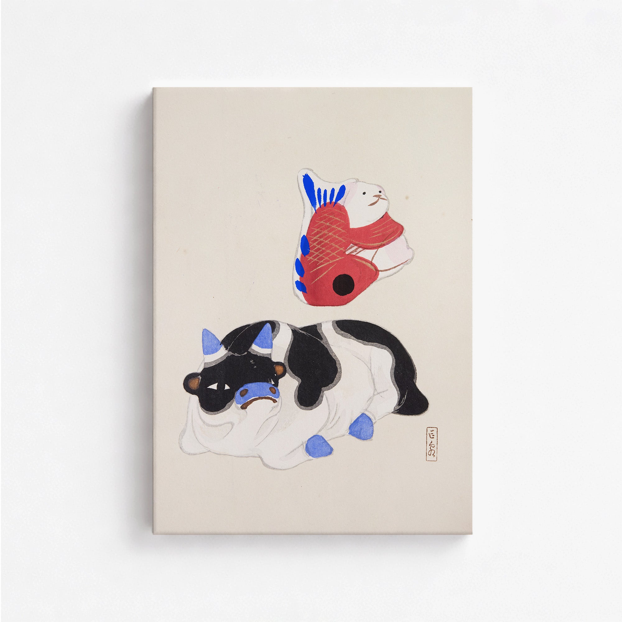 Kyosen’s Collected Illustrations of Japanese Toys Nr. 68 ("Carp atop Blue‐Horn Ox")