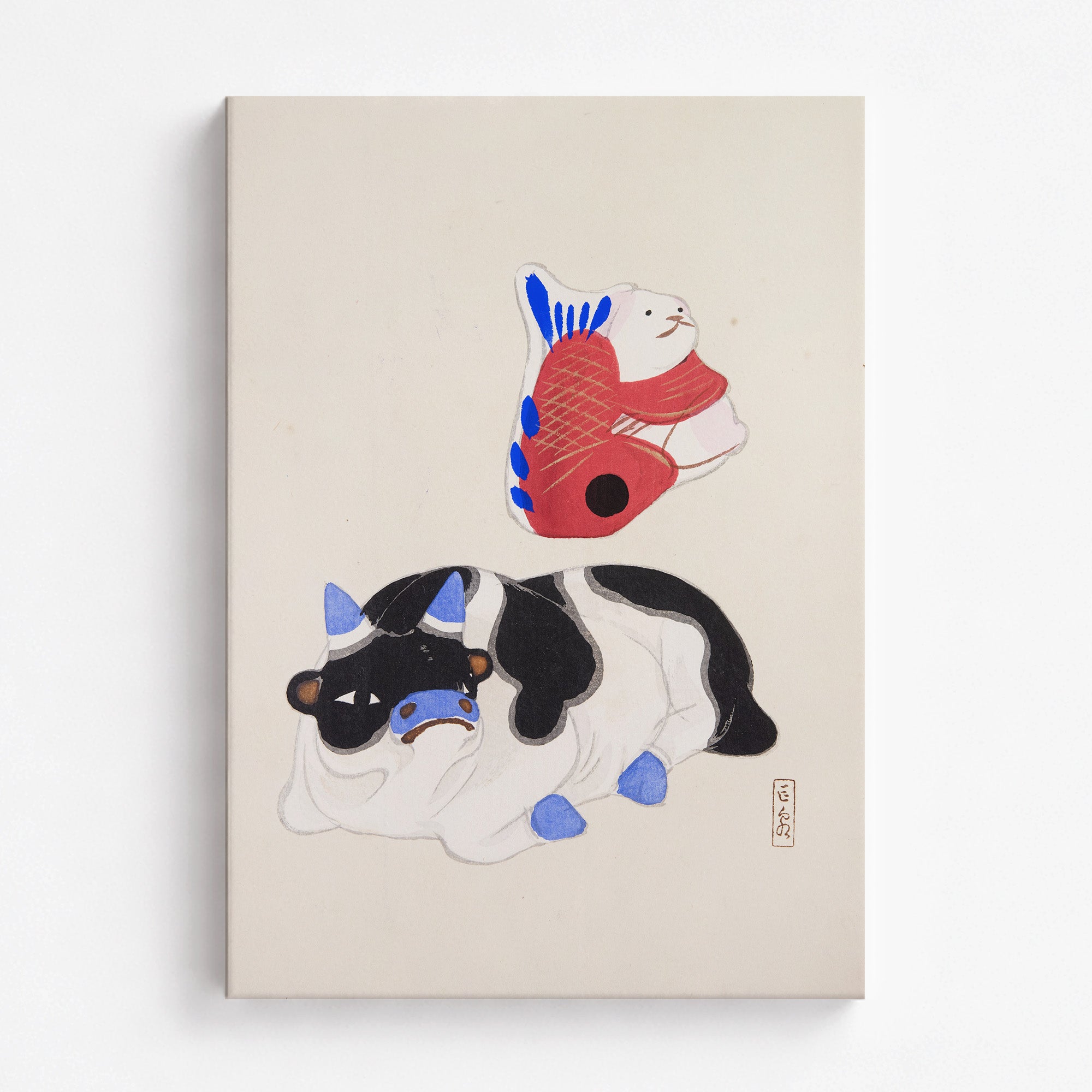 Kyosen’s Collected Illustrations of Japanese Toys Nr. 68 ("Carp atop Blue‐Horn Ox")