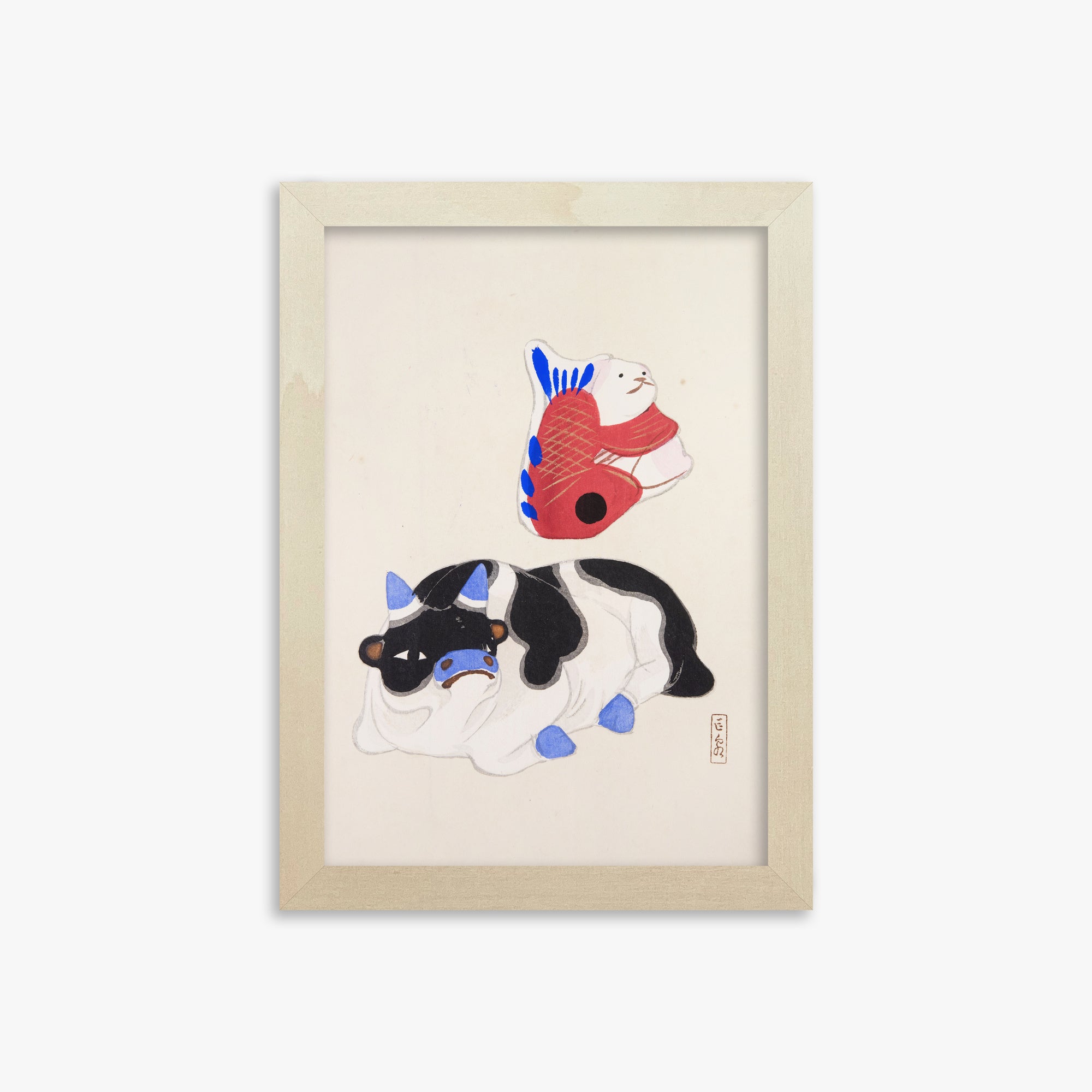 Kyosen's Collected Illustrations of Japanese Toys Nr. 68 ("Carp atop Blue-Horn Ox")