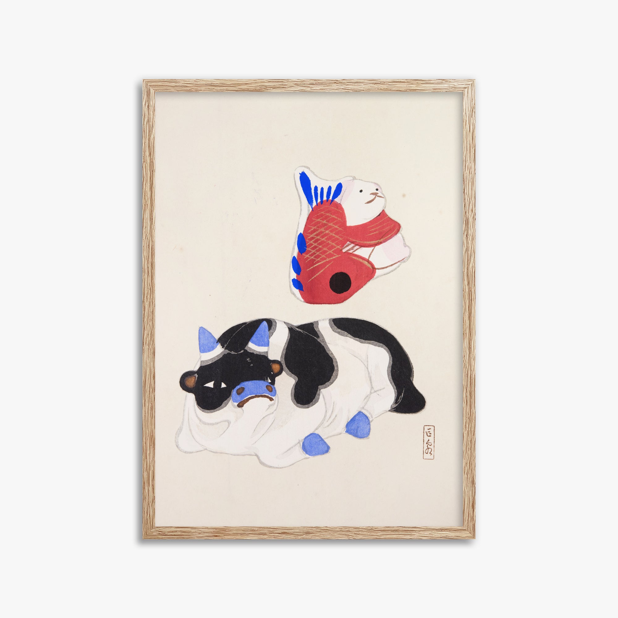 Kyosen's Collected Illustrations of Japanese Toys Nr. 68 ("Carp atop Blue-Horn Ox")