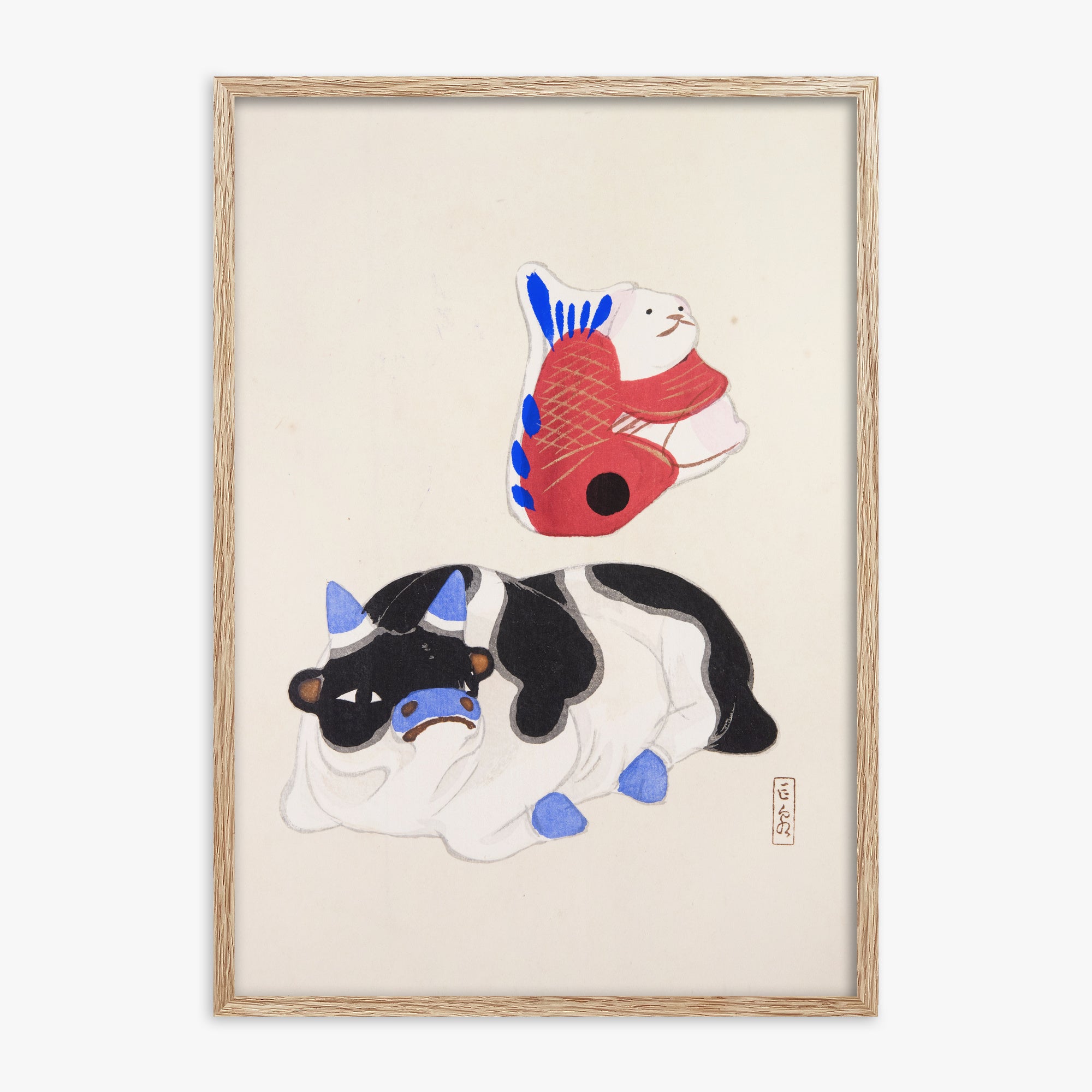Kyosen's Collected Illustrations of Japanese Toys Nr. 68 ("Carp atop Blue-Horn Ox")