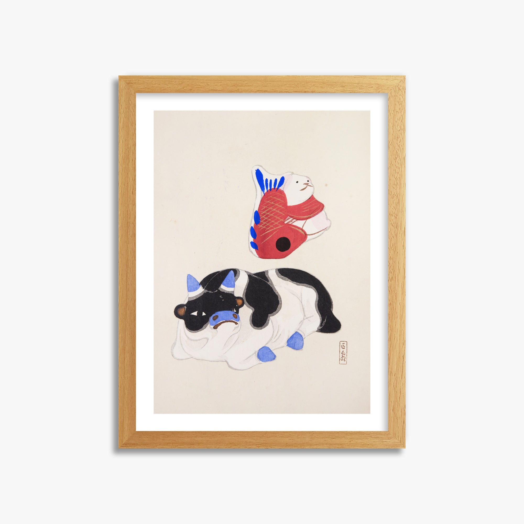 Kyosen's Collected Illustrations of Japanese Toys Nr. 68 ("Carp atop Blue-Horn Ox")