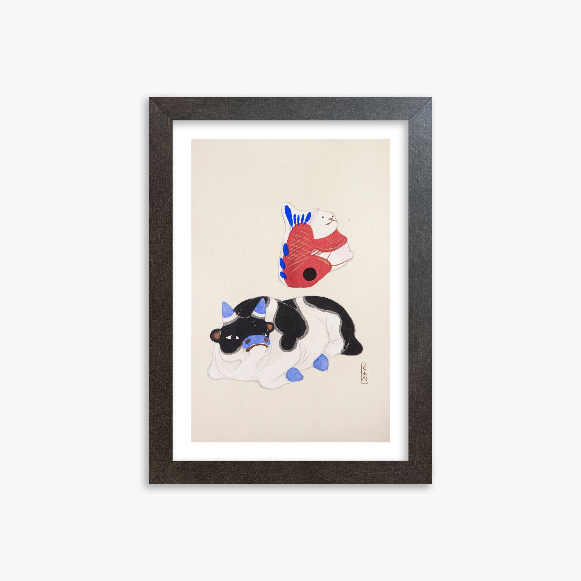 Kyosen's Collected Illustrations of Japanese Toys Nr. 68 ("Carp atop Blue-Horn Ox")