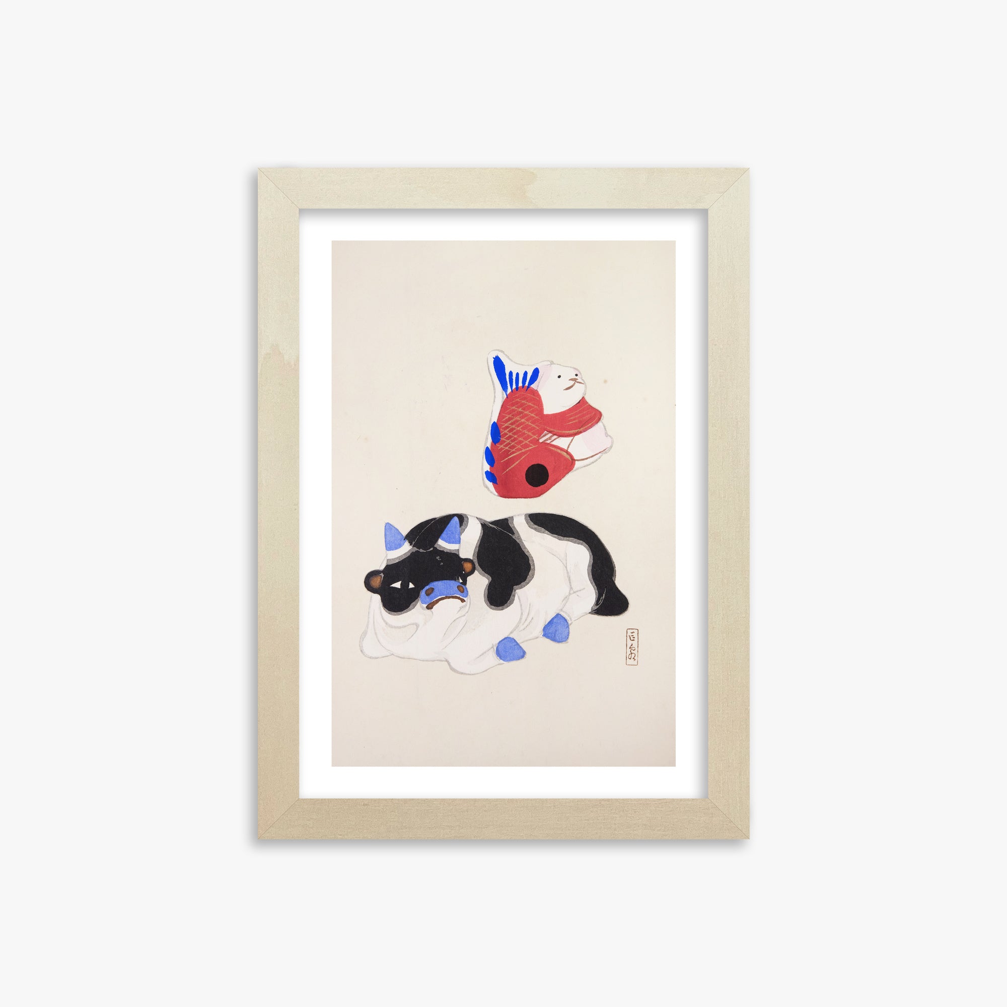 Kyosen's Collected Illustrations of Japanese Toys Nr. 68 ("Carp atop Blue-Horn Ox")