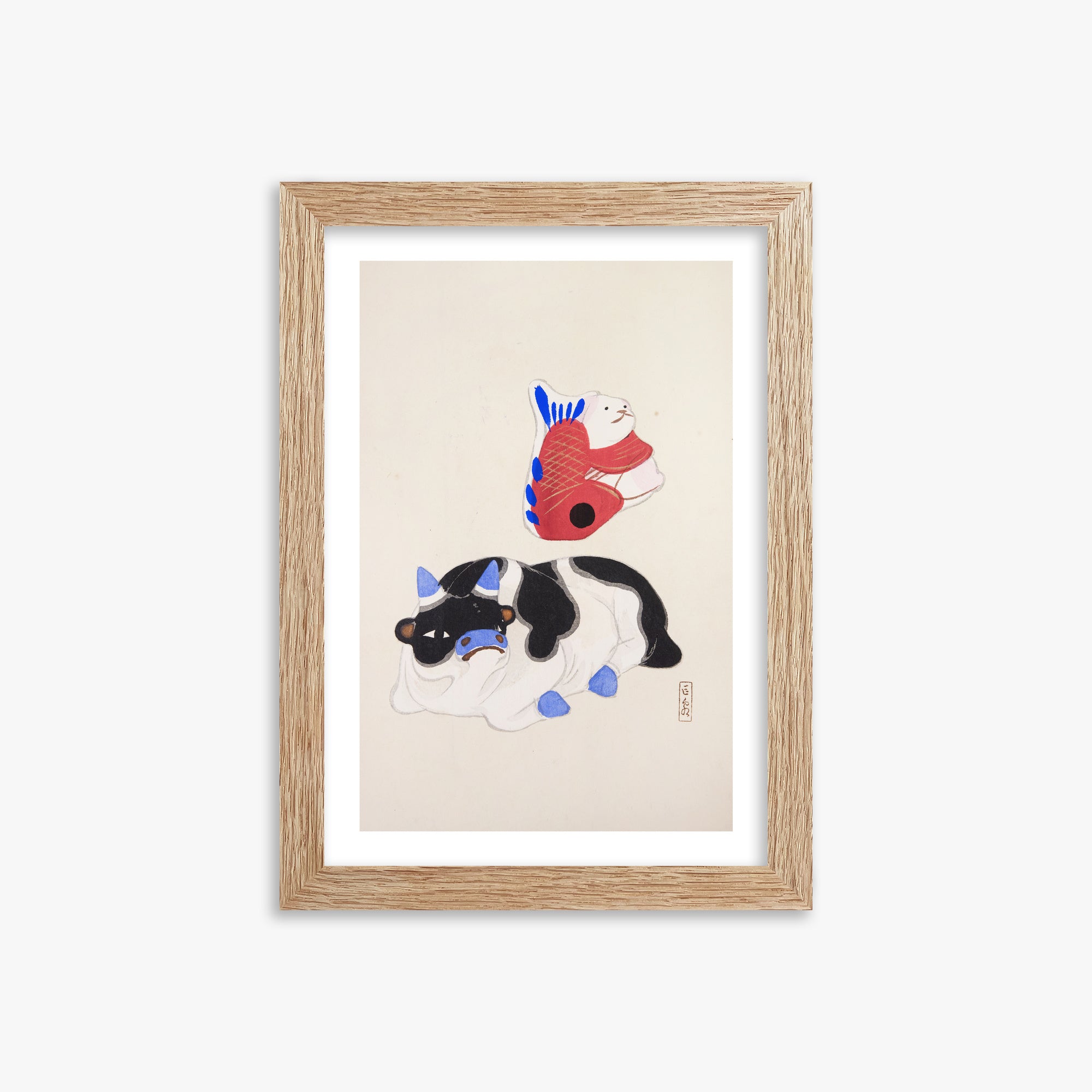 Kyosen's Collected Illustrations of Japanese Toys Nr. 68 ("Carp atop Blue-Horn Ox")