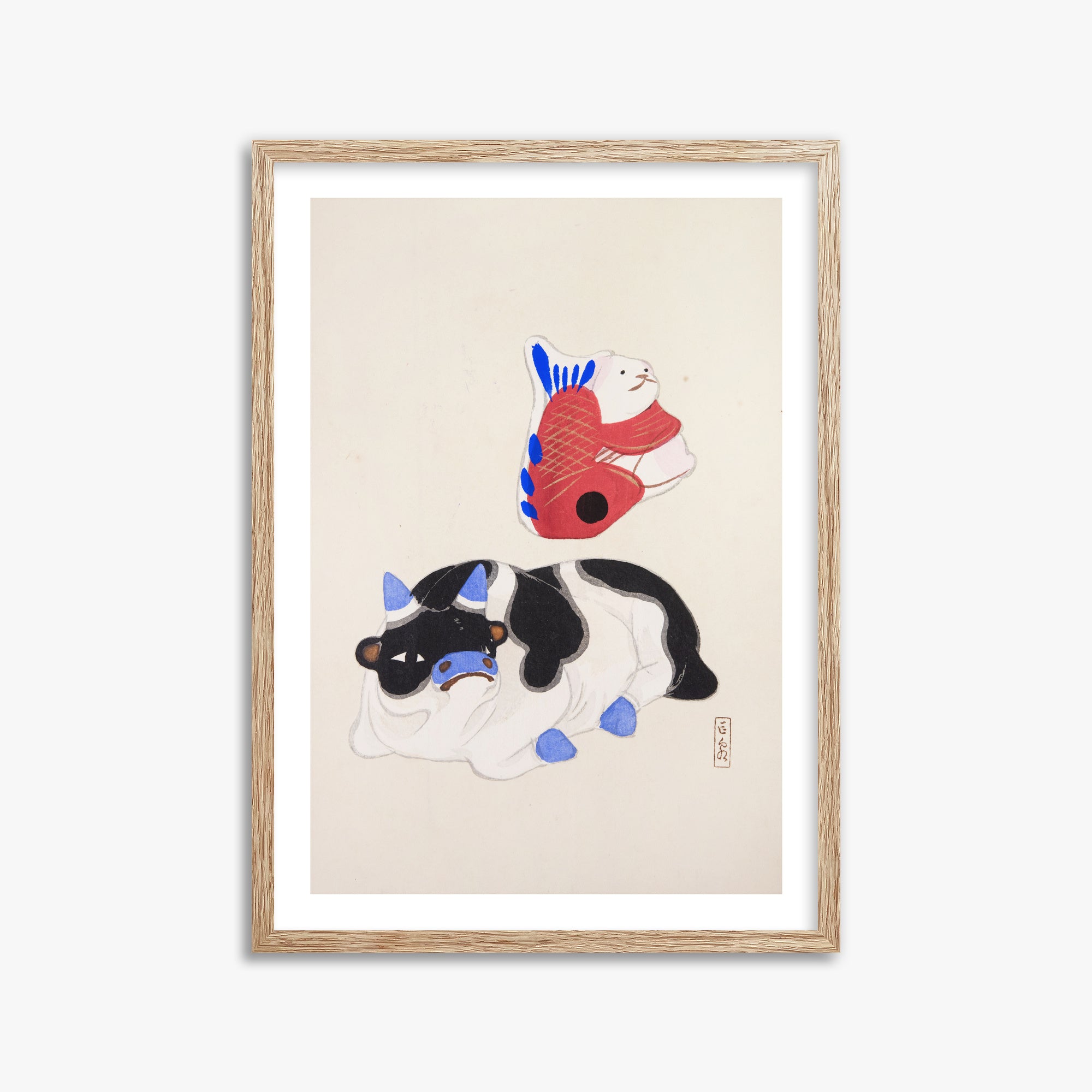 Kyosen's Collected Illustrations of Japanese Toys Nr. 68 ("Carp atop Blue-Horn Ox")