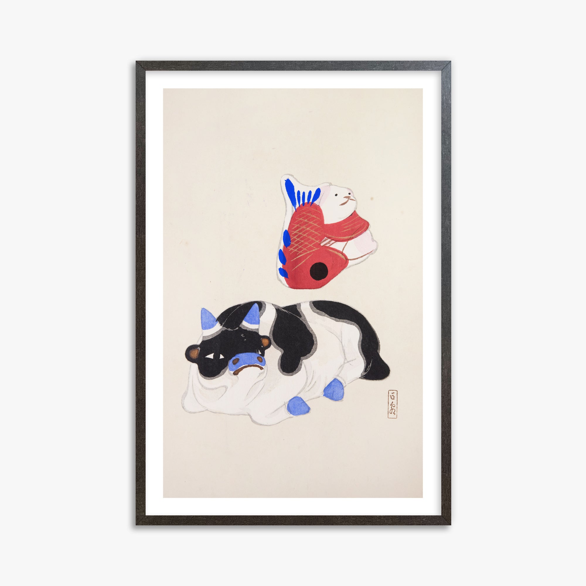 Kyosen's Collected Illustrations of Japanese Toys Nr. 68 ("Carp atop Blue-Horn Ox")
