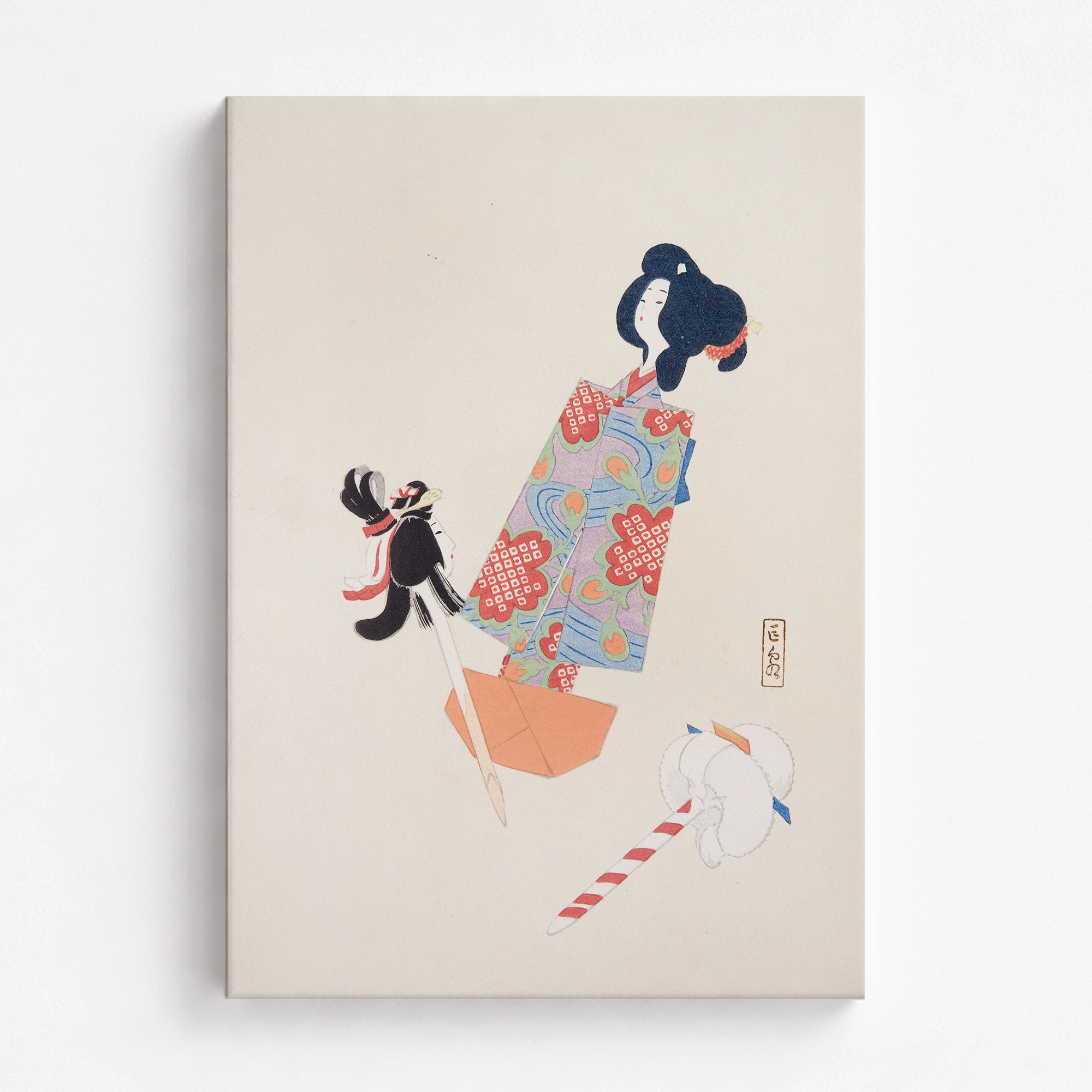 Kawasaki Kyosen’s Collected Illustrations of Japanese Toys No. 69 ("Cherry Blossom Dreams"), Vintage Japanese Wall Art Print - Japanese Post