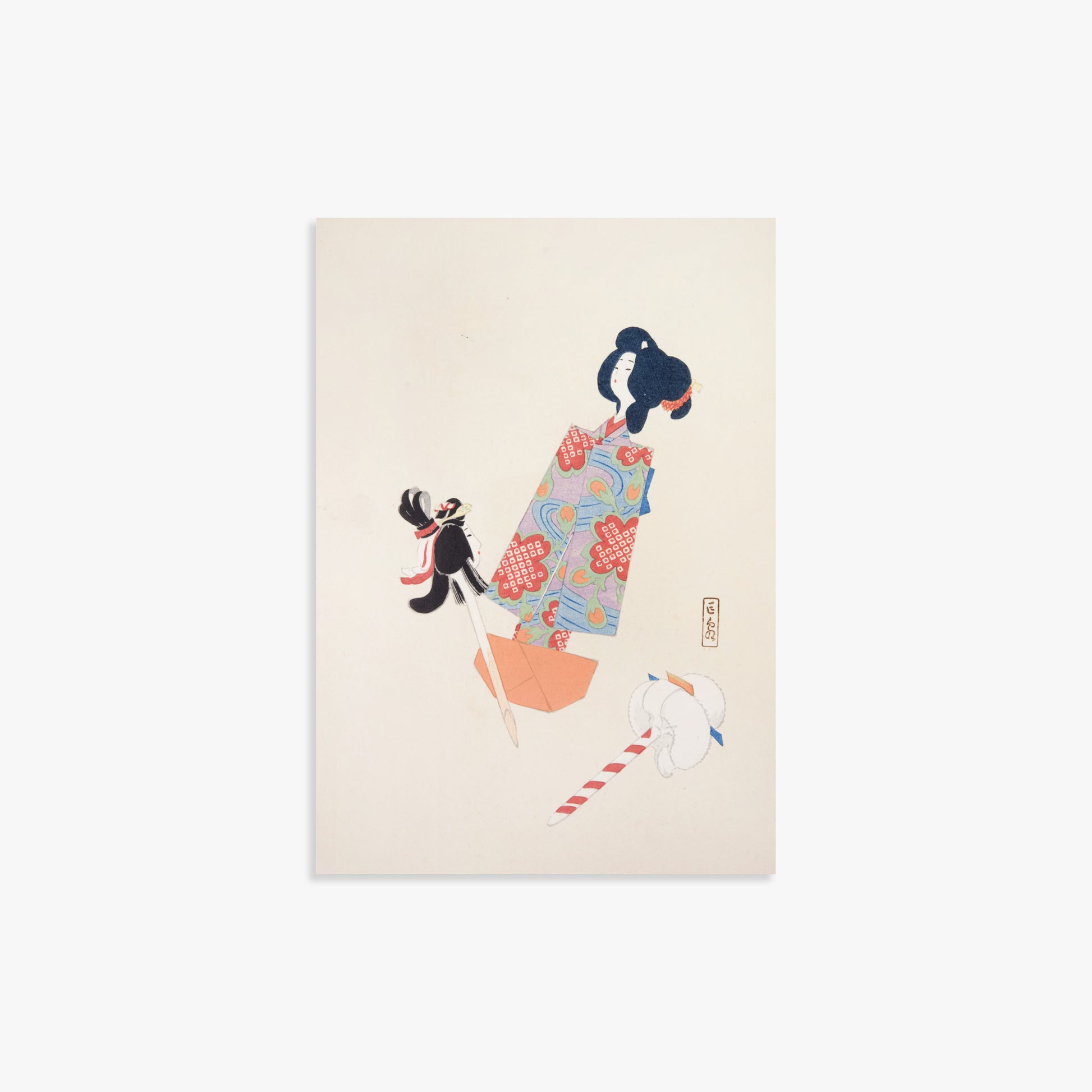 Kawasaki Kyosen: Kyosen’s Collected Illustrations of Japanese Toys Nr. 69 ("Cherry Blossom Dreams"), 21x30cm Art Reproduction Unframed