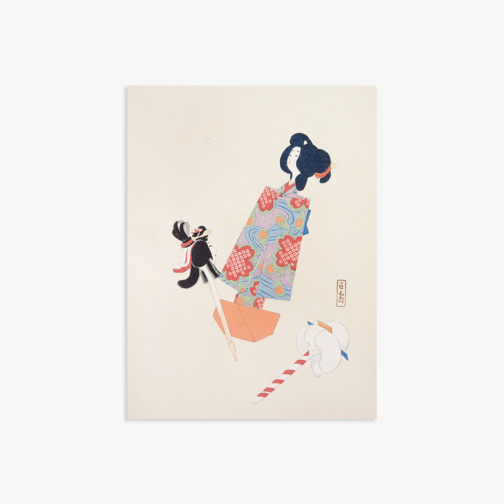 Kawasaki Kyosen: Kyosen’s Collected Illustrations of Japanese Toys Nr. 69 ("Cherry Blossom Dreams"), 30x40cm Art Reproduction Unframed