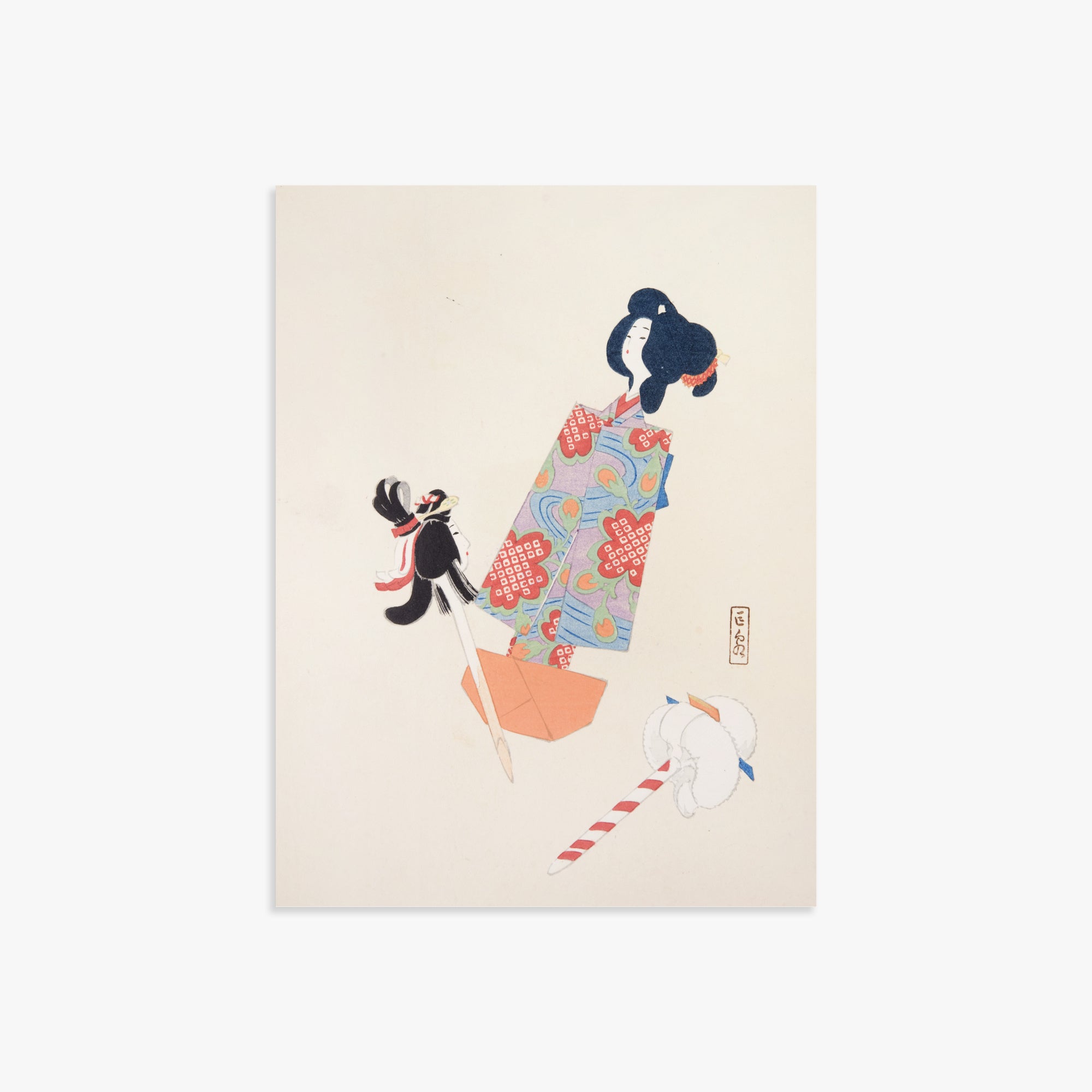 Kawasaki Kyosen: Kyosen’s Collected Illustrations of Japanese Toys Nr. 69 ("Cherry Blossom Dreams"), 30x40cm Art Reproduction Unframed