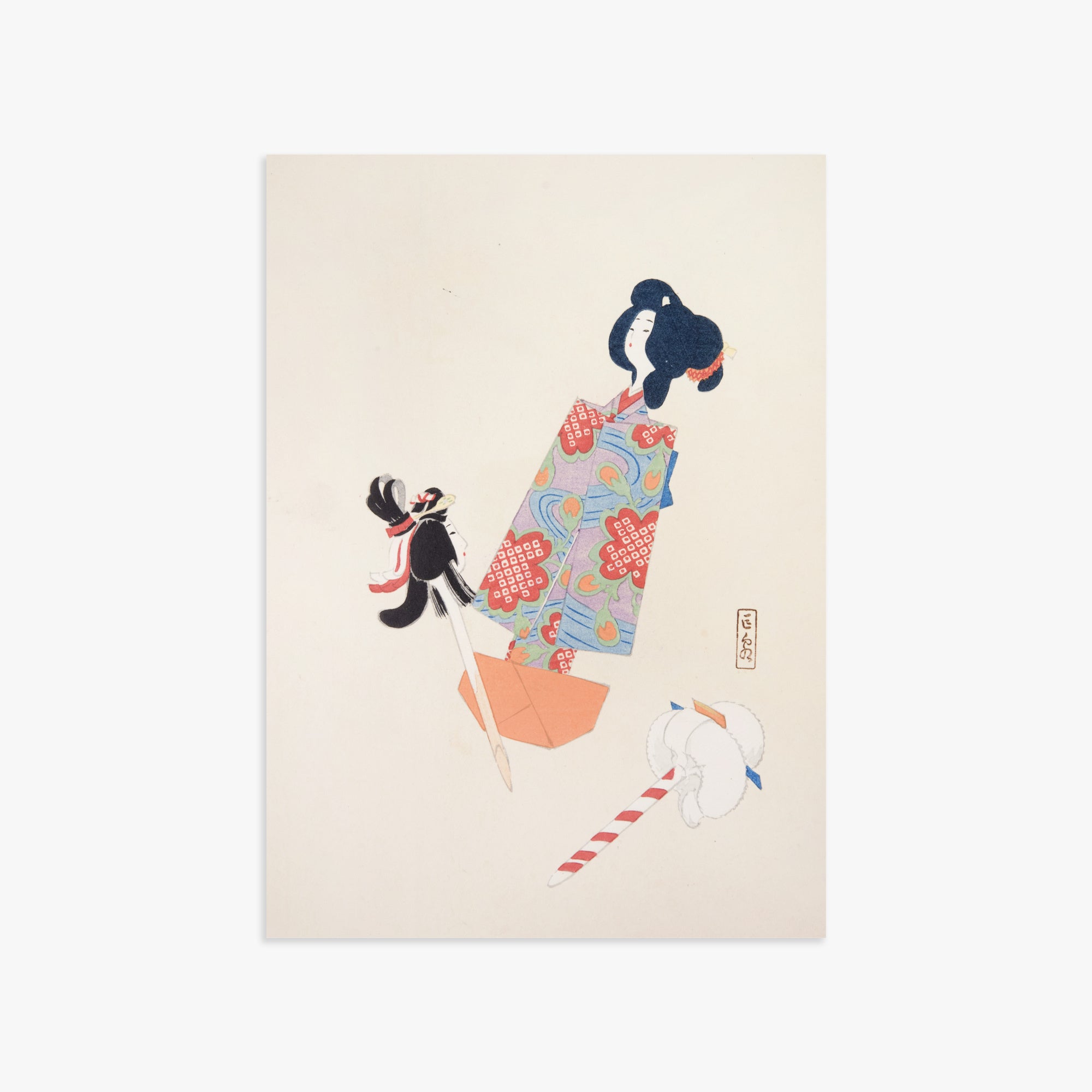 Kawasaki Kyosen: Kyosen’s Collected Illustrations of Japanese Toys Nr. 69 ("Cherry Blossom Dreams"), 50x70cm Art Reproduction Unframed