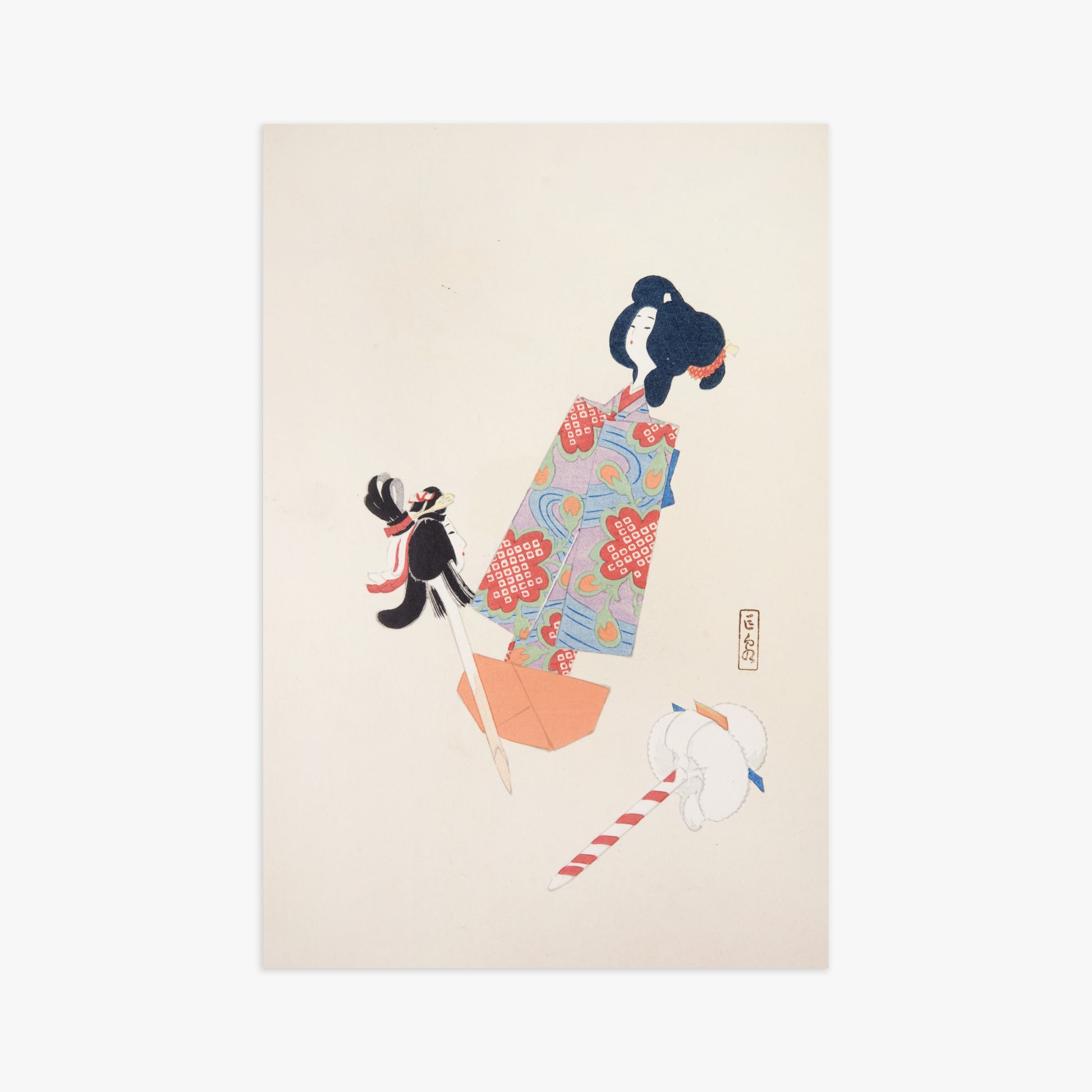 Kawasaki Kyosen: Kyosen’s Collected Illustrations of Japanese Toys Nr. 69 ("Cherry Blossom Dreams"), 61x91cm Art Reproduction Unframed