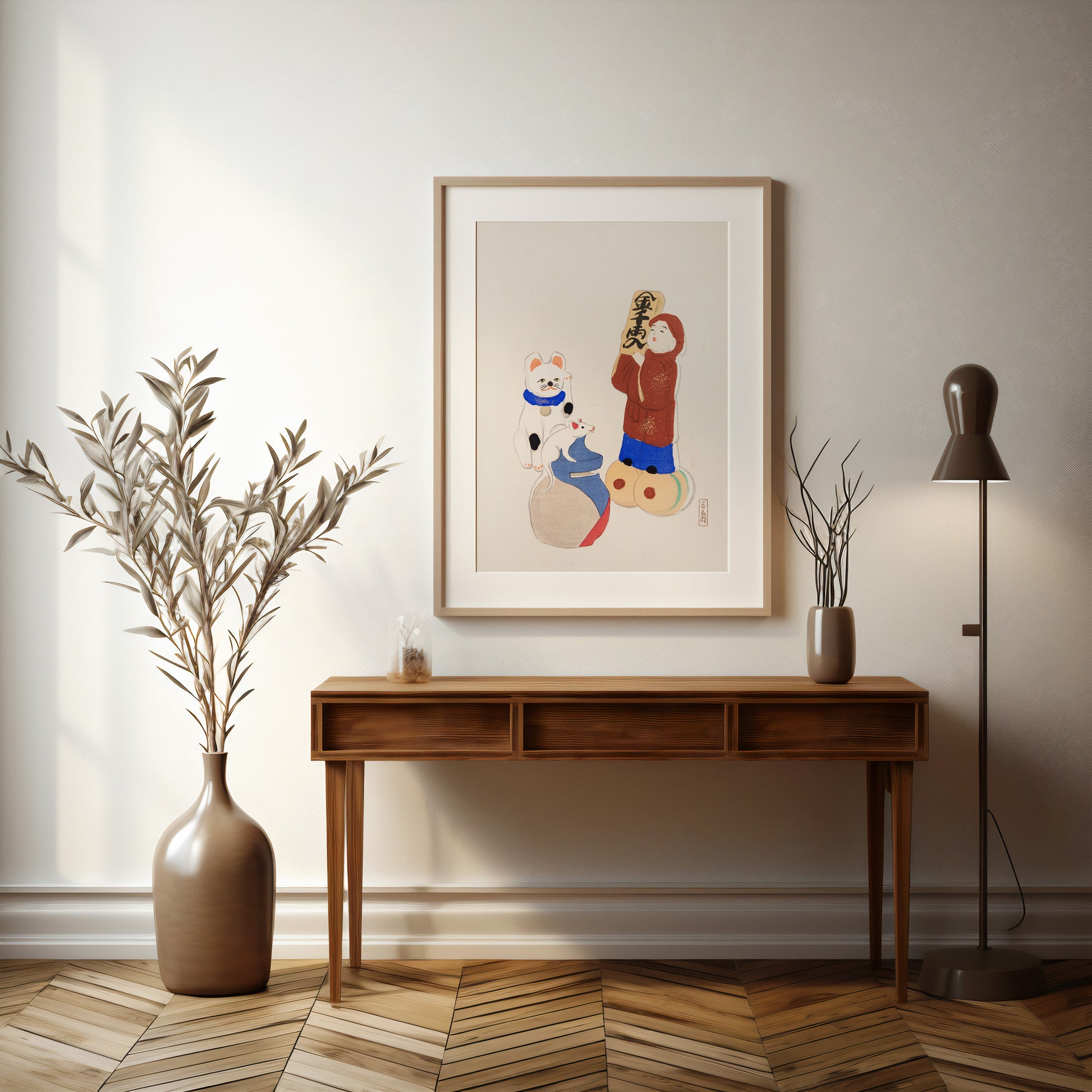 Design Concept No. 37 for Kawasaki Kyosen: Kyosen’s Collected Illustrations of Japanese Toys Nr. 72 ("Fortune Folk Treasures") Japanese Wall Art