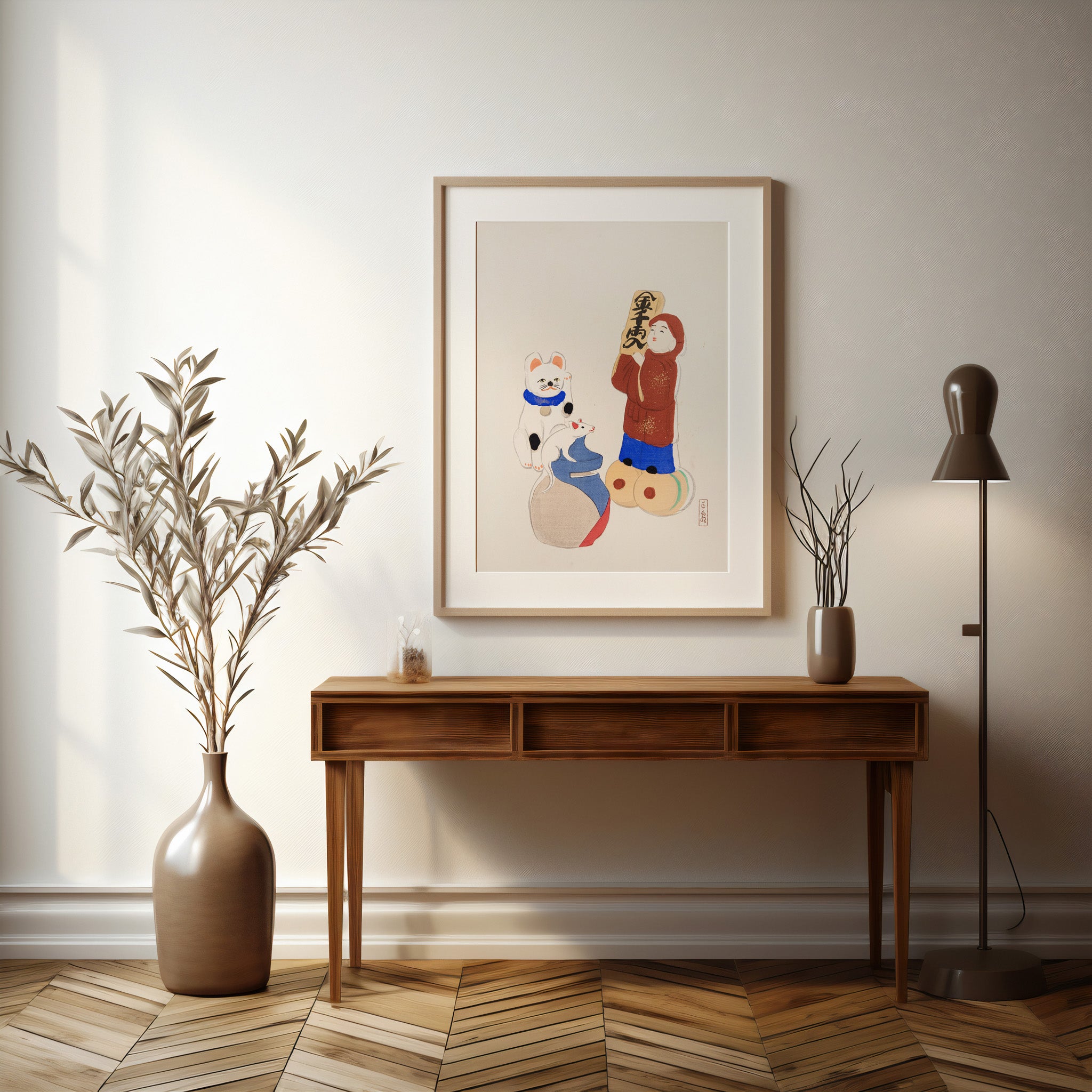 Design Concept No. 37 for Kawasaki Kyosen: Kyosen’s Collected Illustrations of Japanese Toys Nr. 72 ("Fortune Folk Treasures") Japanese Wall Art